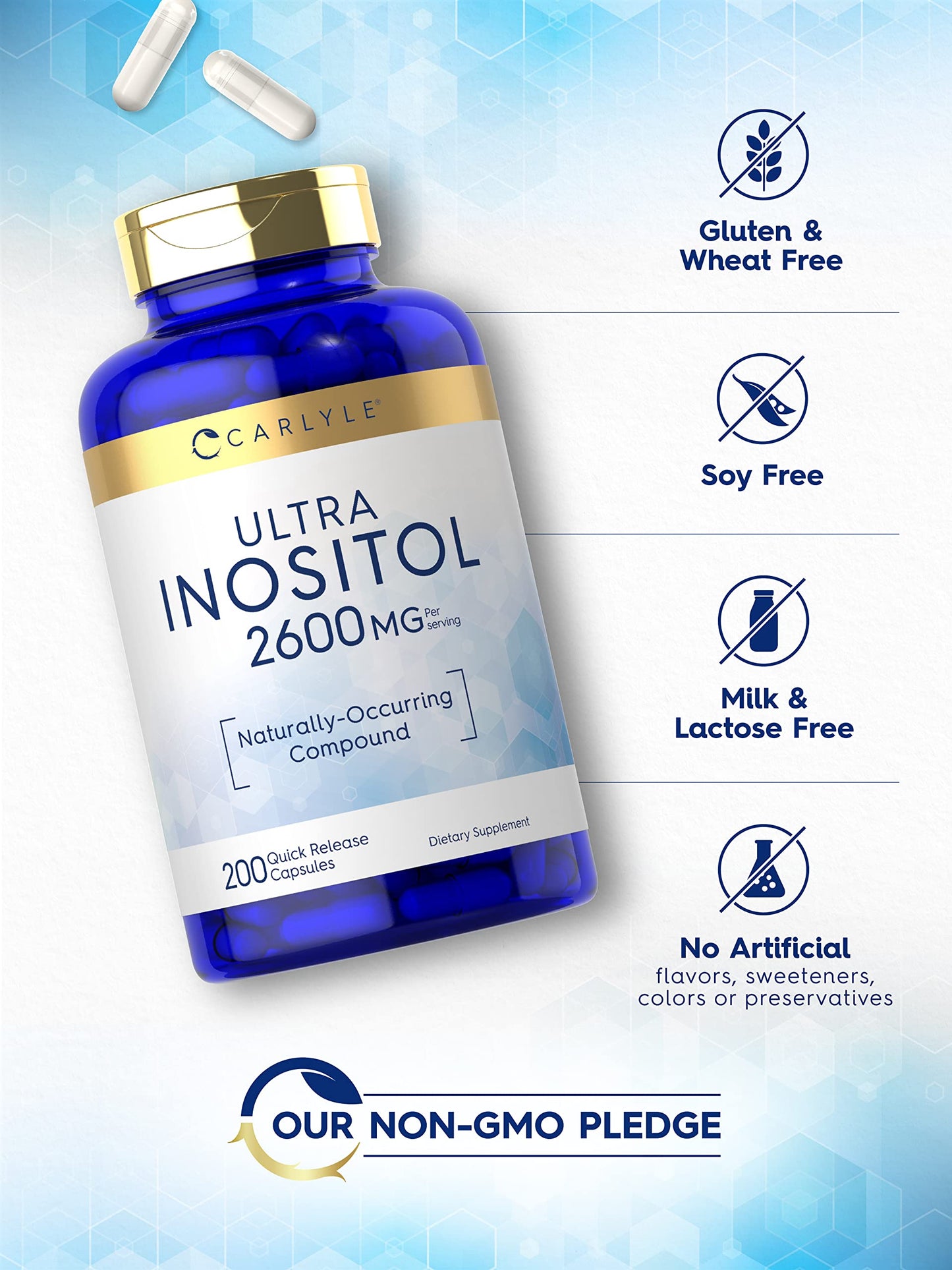 Carlyle Inositol Supplement Capsules 200 Count