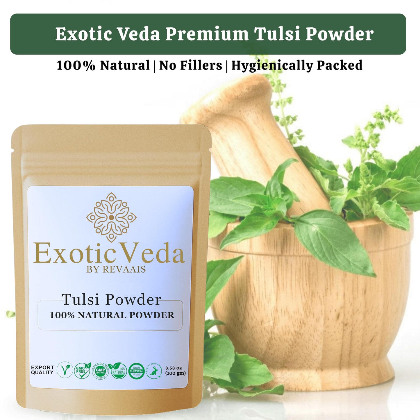 Exotic Veda Tulsi Powder (Holy Basil) Powder 3.53 Ounce