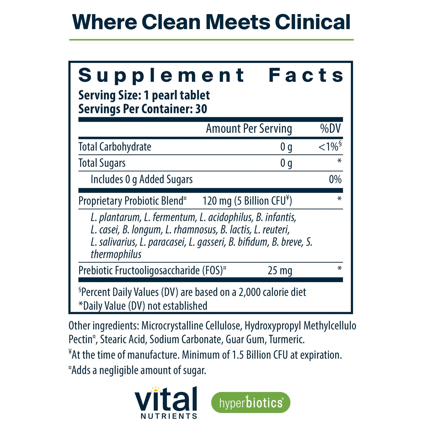 Hyperbiotics Vital Nutrients Pro-15 Prebiotics and Probiotics for Women and Men Tablets, 30 Count