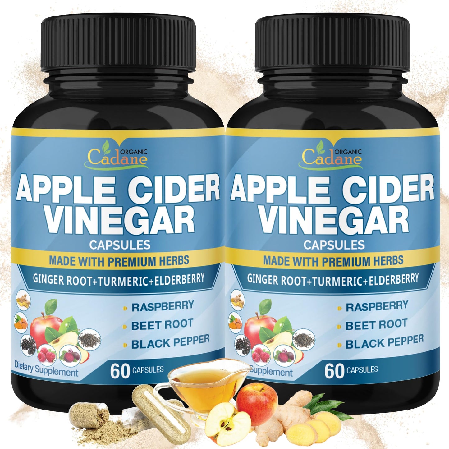 Organic Cadane Apple Cider Vinegar Extract Capsules, 120 Capsules