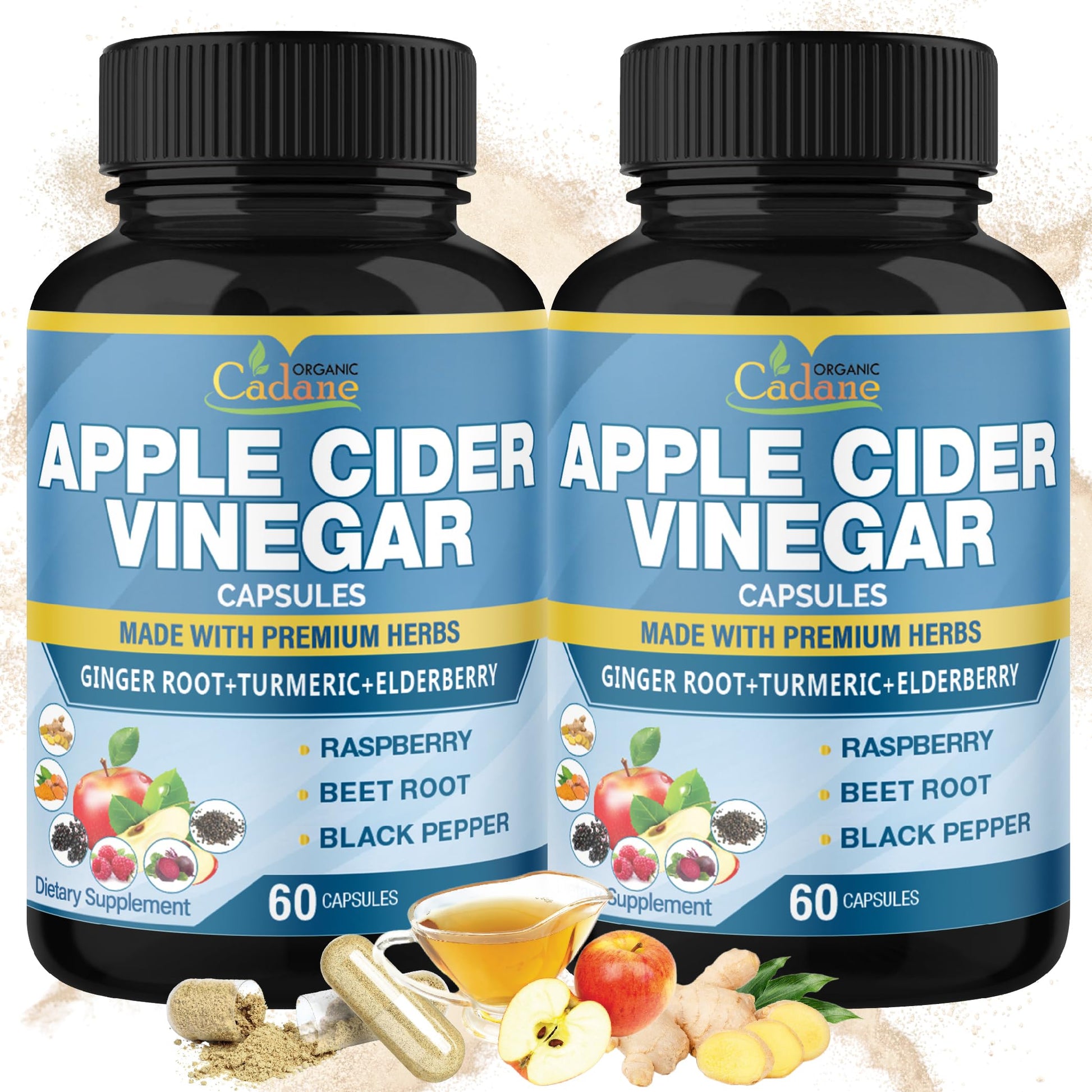 Organic Cadane Apple Cider Vinegar Extract Capsules, 120 Capsules