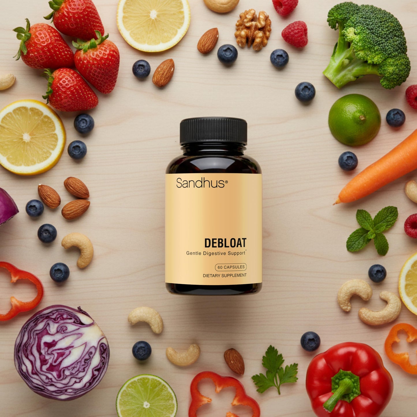 Sandhu's Debloat Digestive Enzymes Capsules 60 Count