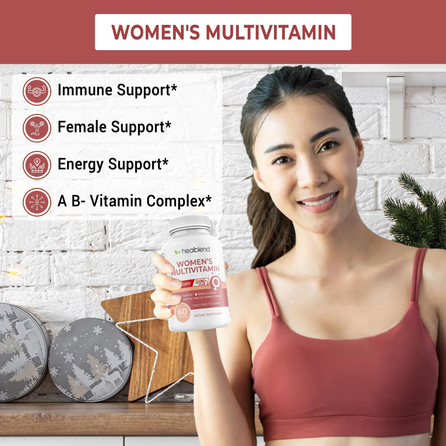 Healblend Women's Multivitamin with Biotin (Without Iron), 60 Capsules