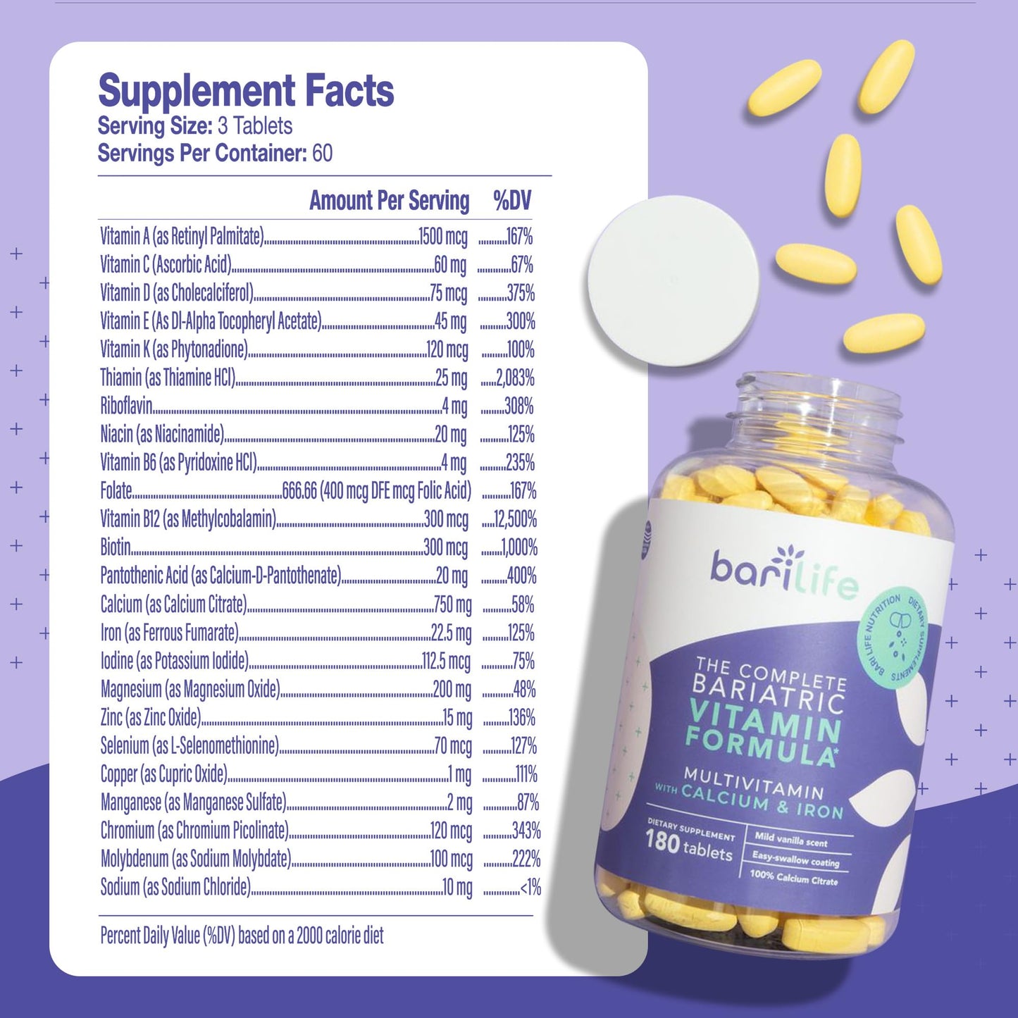 Bari Life Complete Bariatric Multivitamin Non-chewable Tablet, 180 Tablets