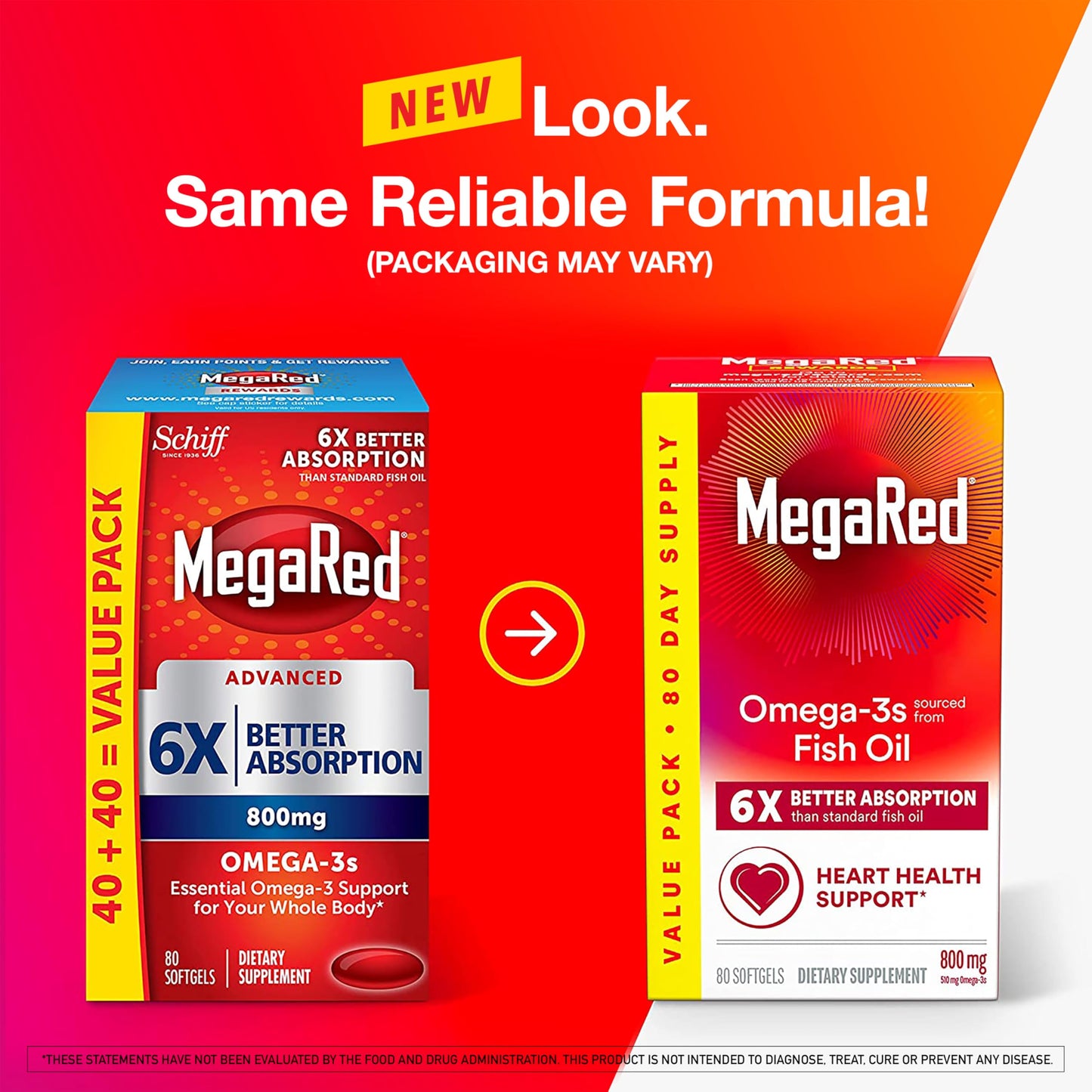 MegaRed Fish Oil 800mg Omega-3 with EPA & DHA Softgels, 80 Count