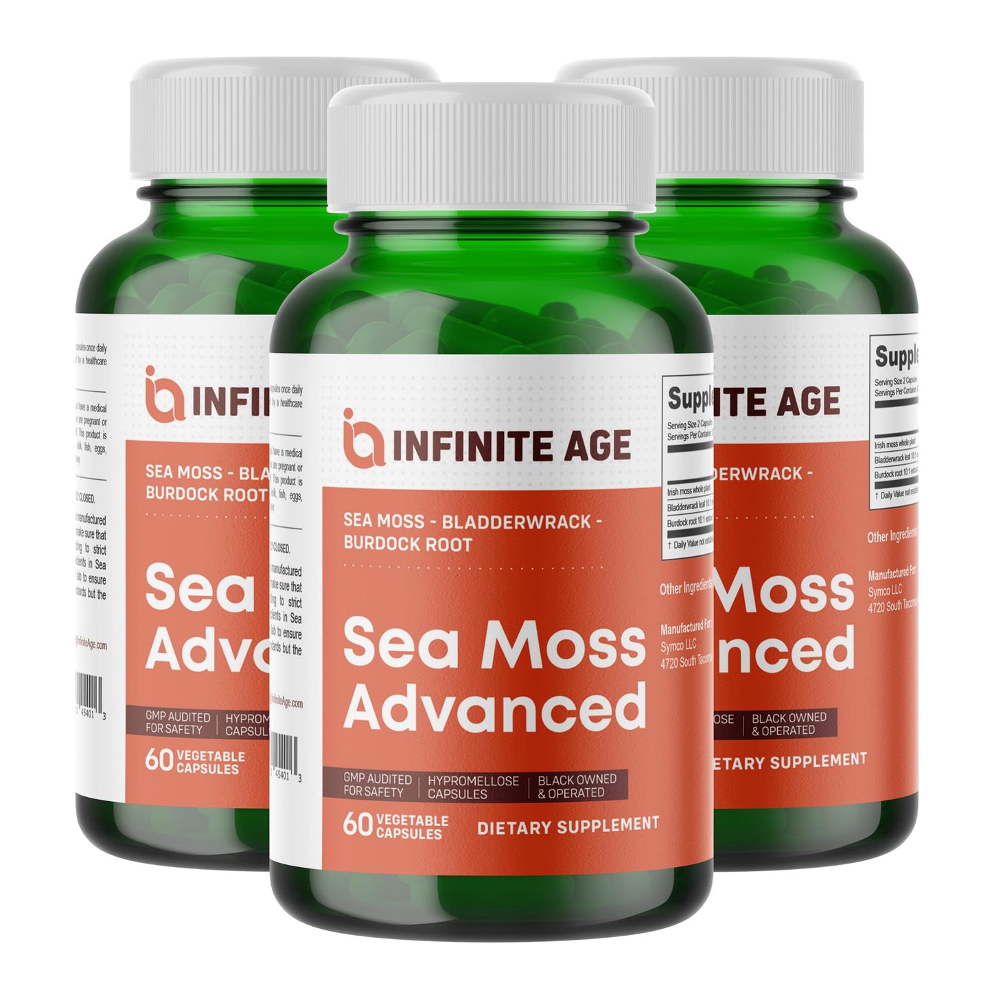 INFINITE AGE Sea Moss Advanced Superfood Capsules, 1250mg, 180 Capsules