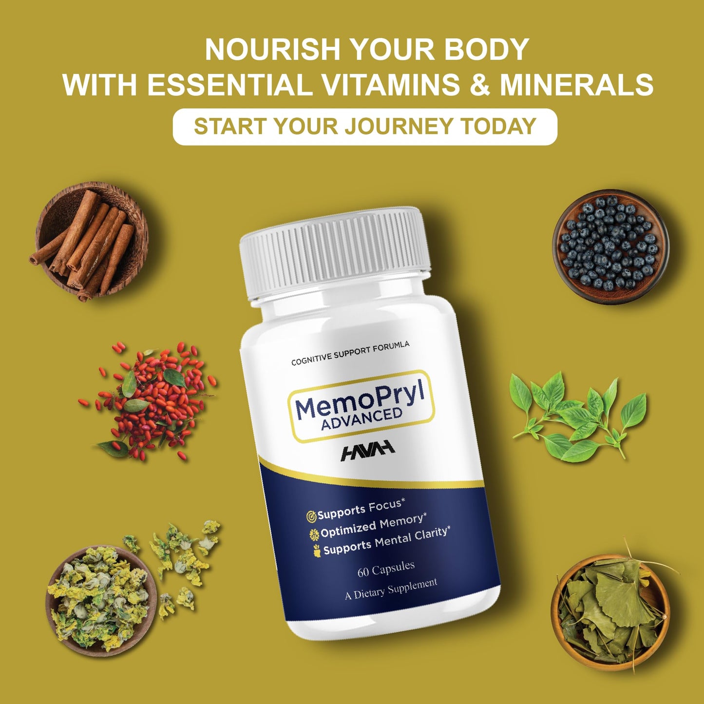 Havah Memopryl Premium Memory & Brain Clarity Pills 120 Capsules