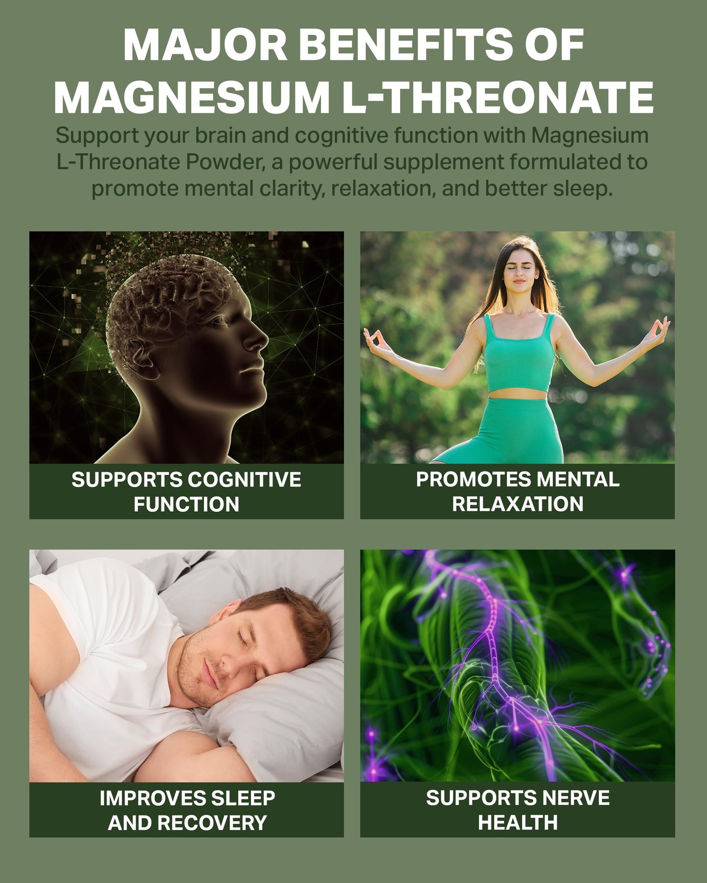 HormoneSynergy Magnesium L-Threonate Powder with Magtein Brain-Supporting Magnesium Threonate Complex, 3.6 Ounce