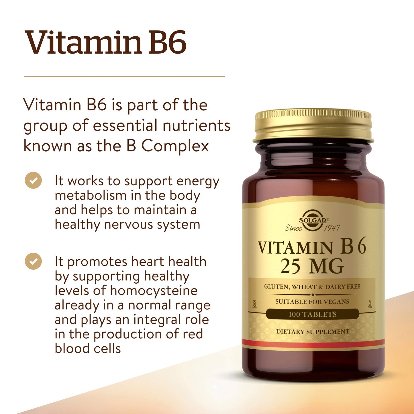 SOLGAR Vitamin B Bundle: B6 25 mg 100 Tablets; Sublingual B12 1000 mcg Nuggets 250 Count; B2 (Riboflavin) 100 mg 100 Vegetable Capsules, 450