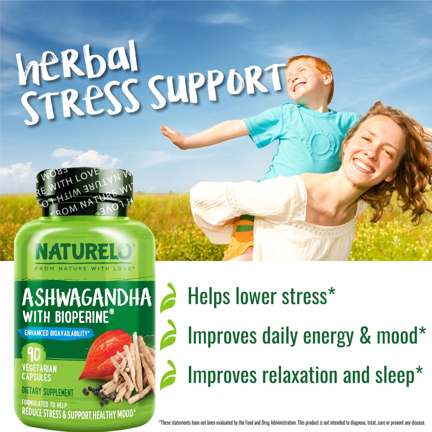 NATURELO Ashwagandha Organic Root Powder Capsules 180 Count