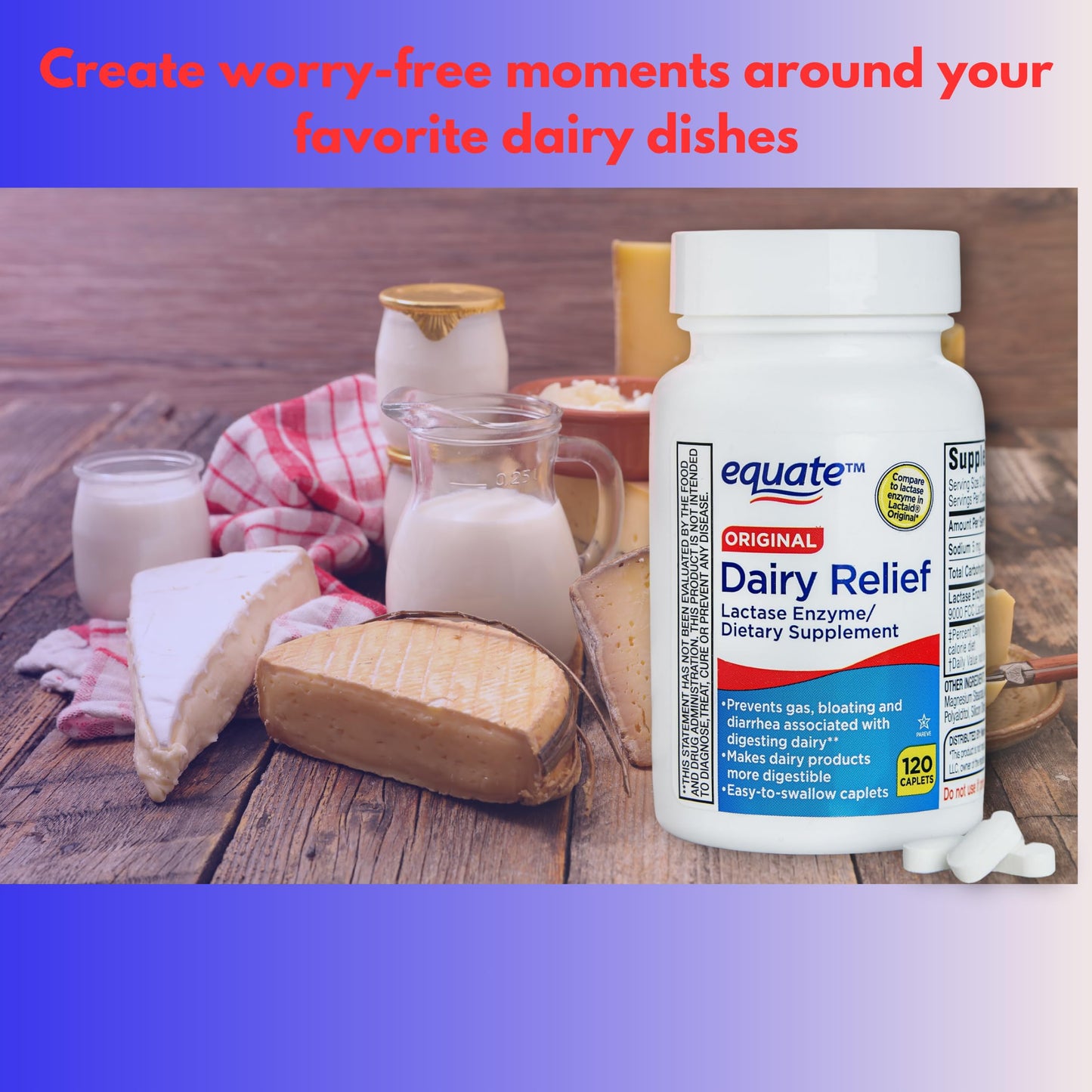 FUSION SHOP STORE Dairy Relief for Lactose Intolerance Caplets, 120