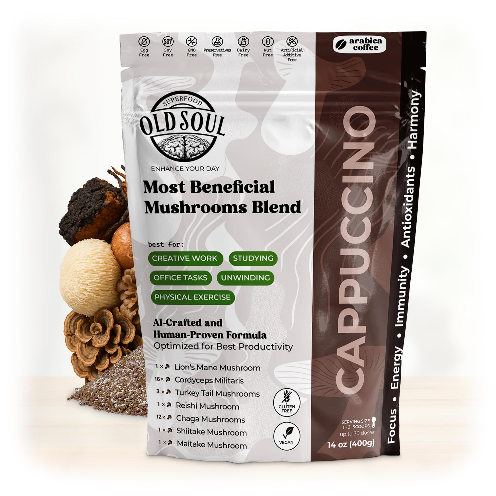 MIXES OLDSOUL OldSoul Superfood Mushrooms Black Coffee Blend Powder 14 oz