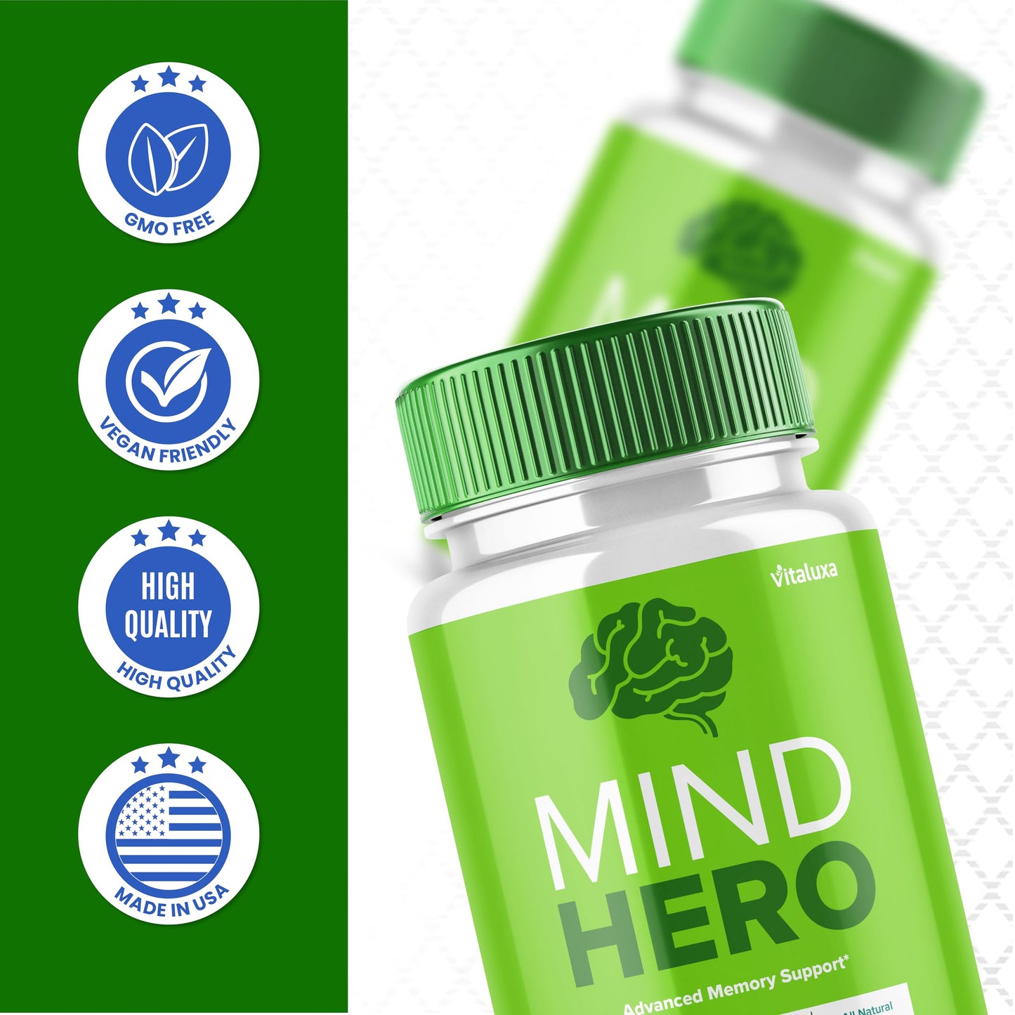 Vitaluxa Mind Hero Capsules Brain Booster Pills Advanced Formula Maximum Strength, 120 Capsules