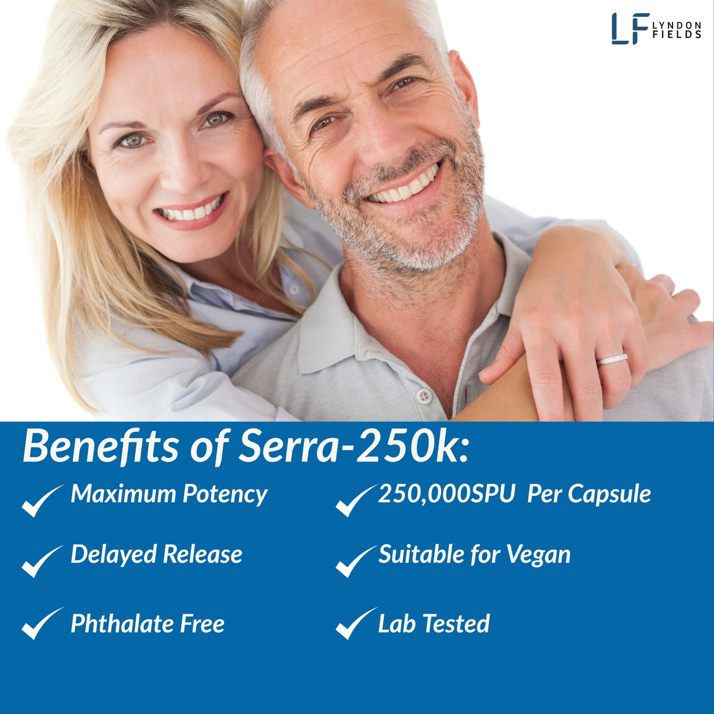 Lyndon Fields Medical Serra-250k Serrapeptase 250,000 SPU Per Capsule High Potency Enzyme, 90 Capsules