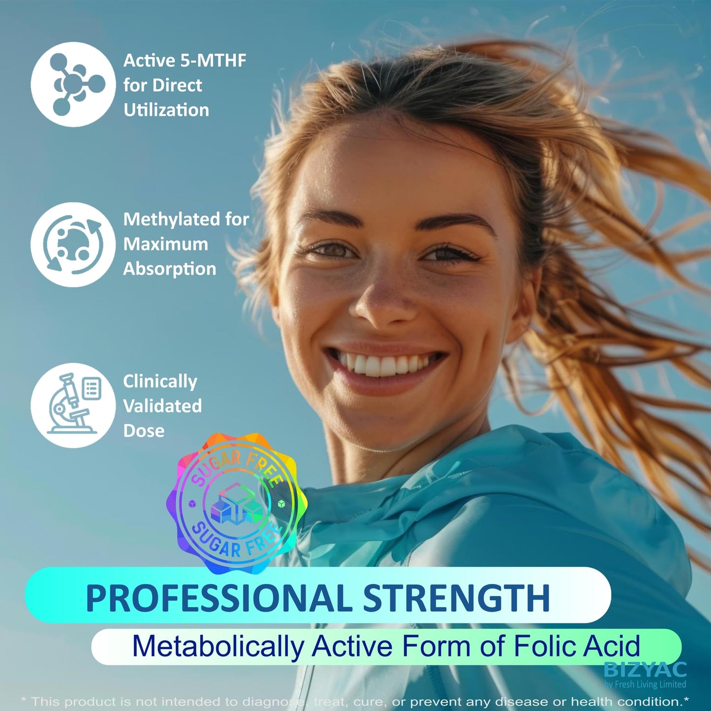 BIZYAC L-MethylFolate 15mg & Methyl B12 Gummies, Methylated B1, B2, B6 Multivitamins - Active 5-MTHF & High Absorption - Folate Metabolism - Vegan Multivitamin, 60 Gummies