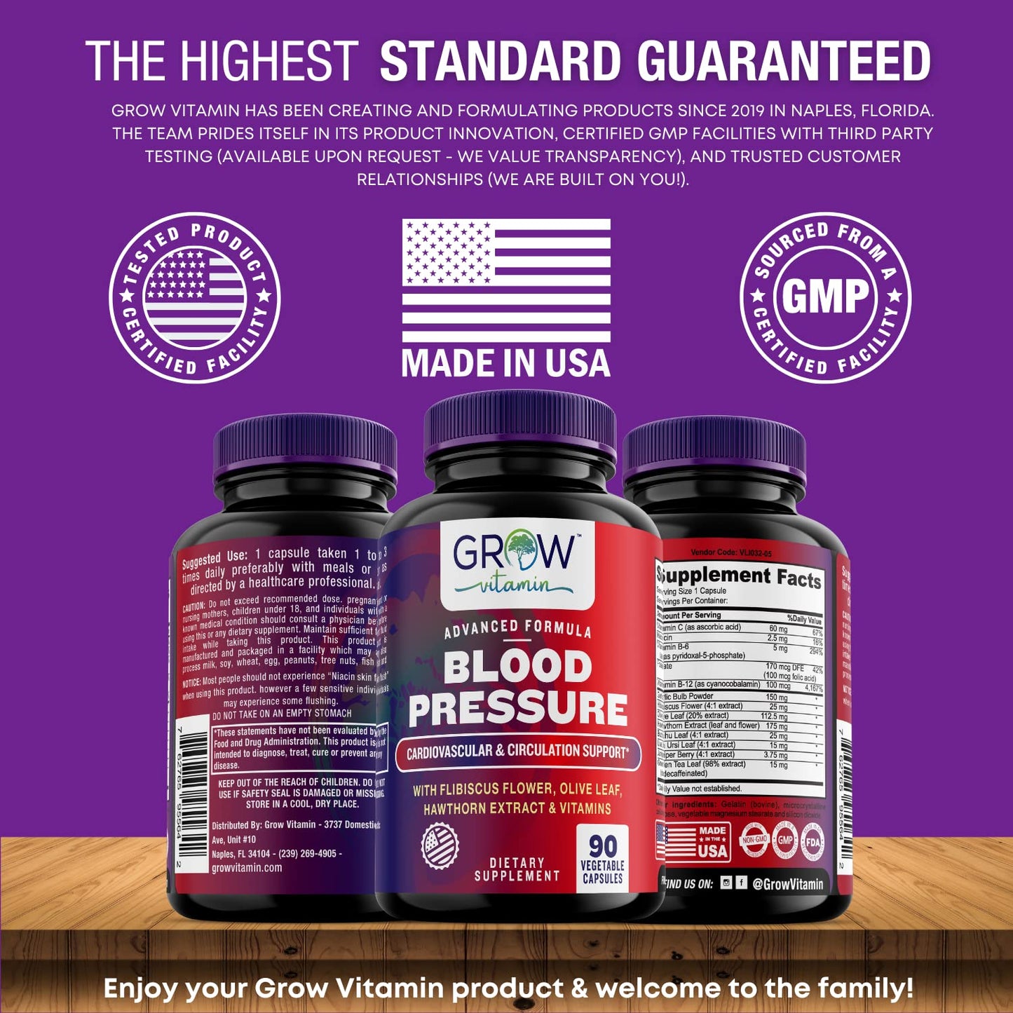 Grow Vitamin Blood Pressure Formula Capsule, 90 Count