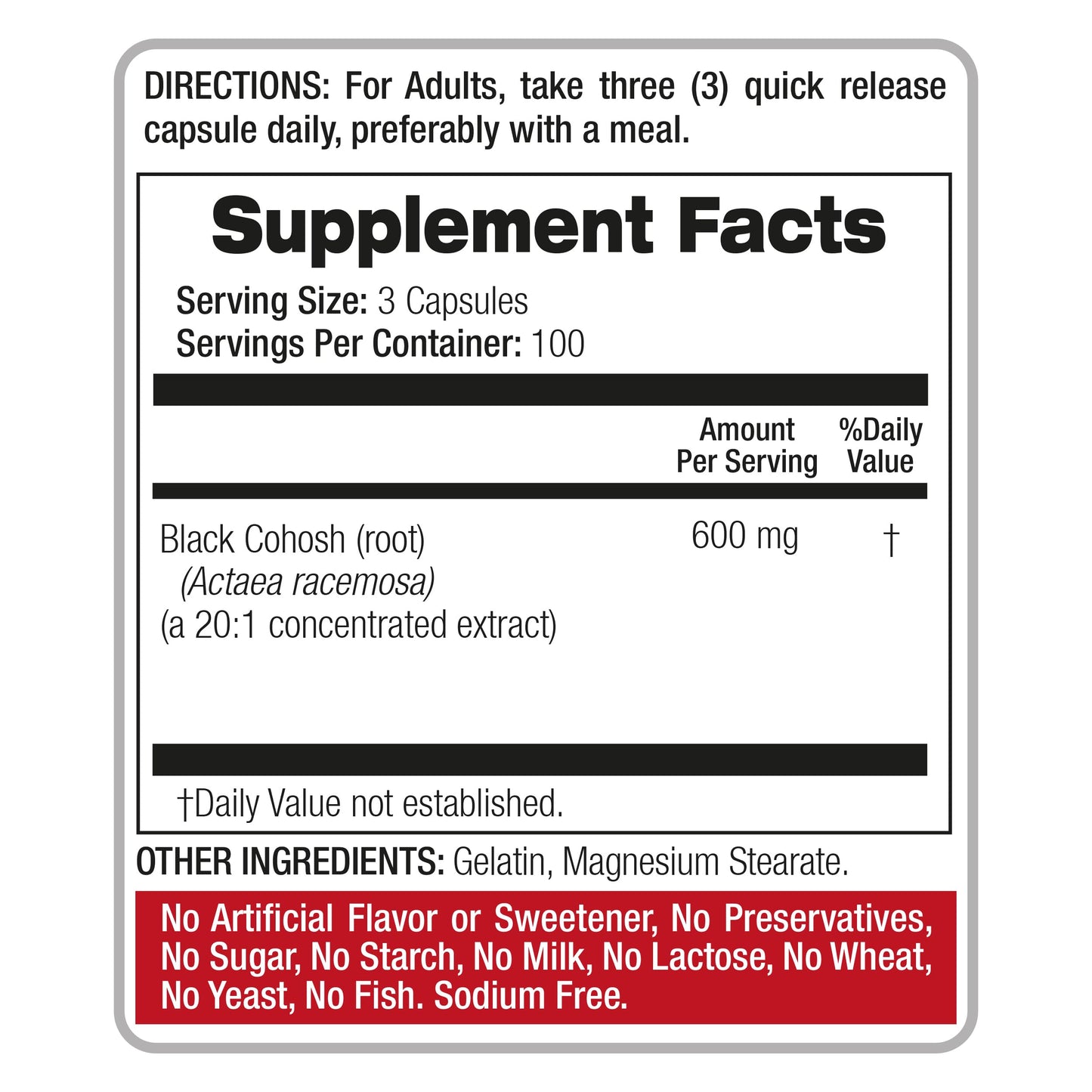 FITO MEDIC'S Black Cohosh Capsules, 300 Capsules