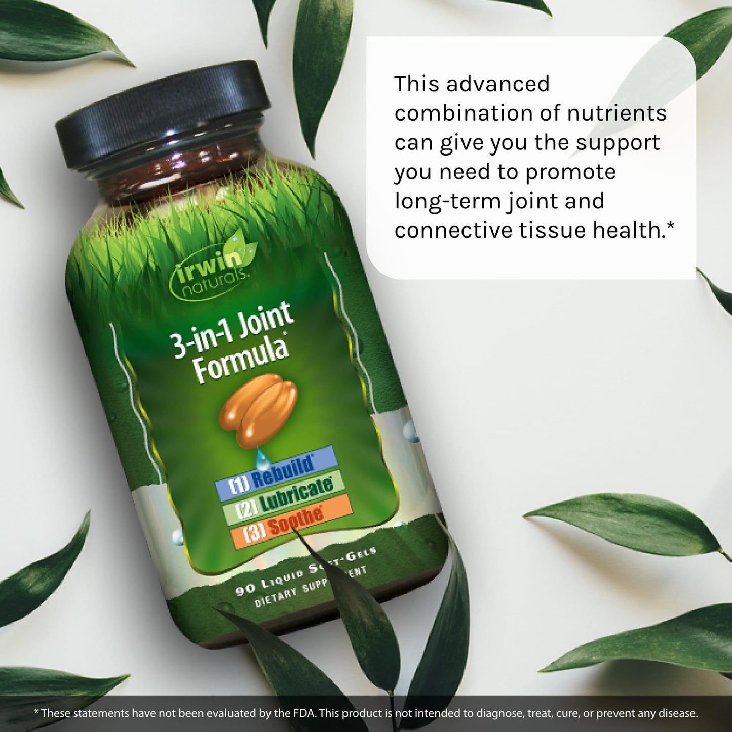 Irwin Naturals 3-in-1 Joint Formula - Powerful Joint Support Supplement with Glucosamine, Chondroitin, Turmeric & Boswellia - 90 Softgels