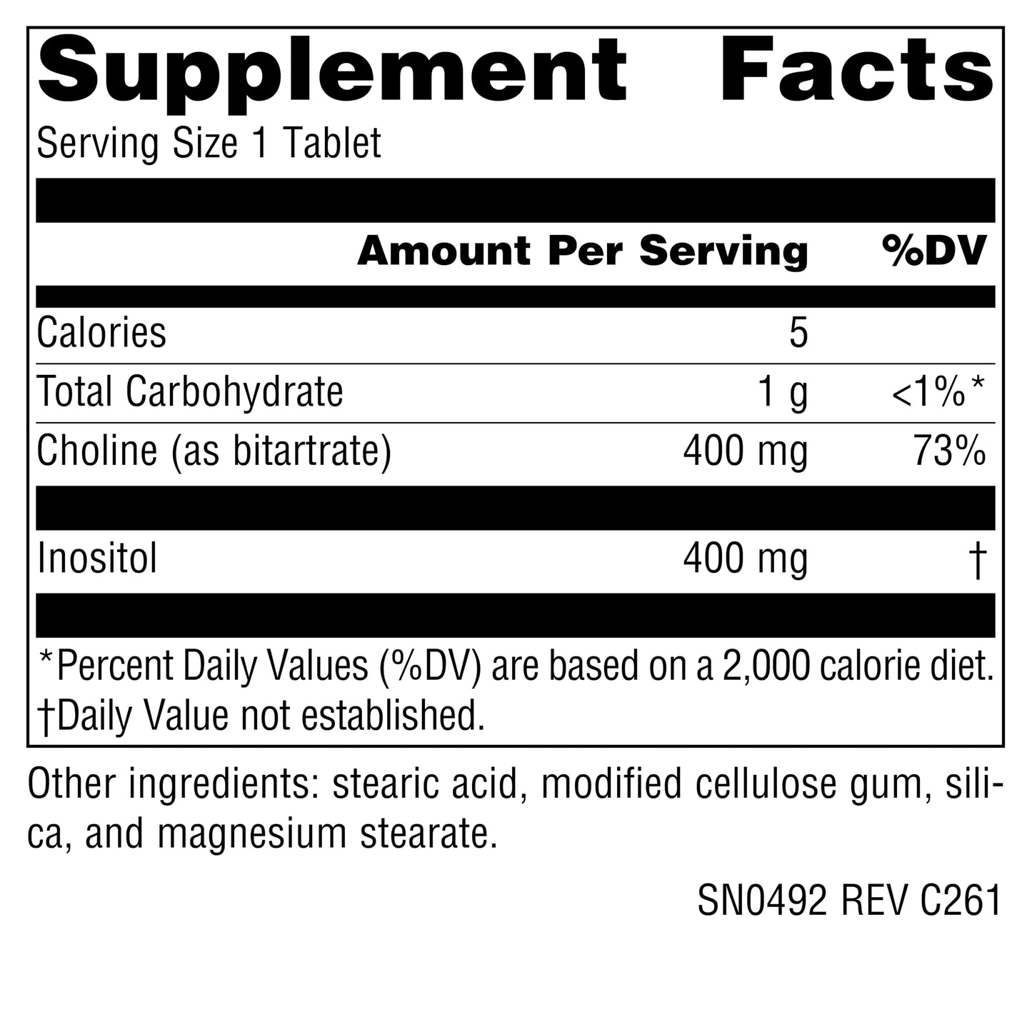 Source Naturals Inositol & Choline 800 mg Tablet, 100 Tablets