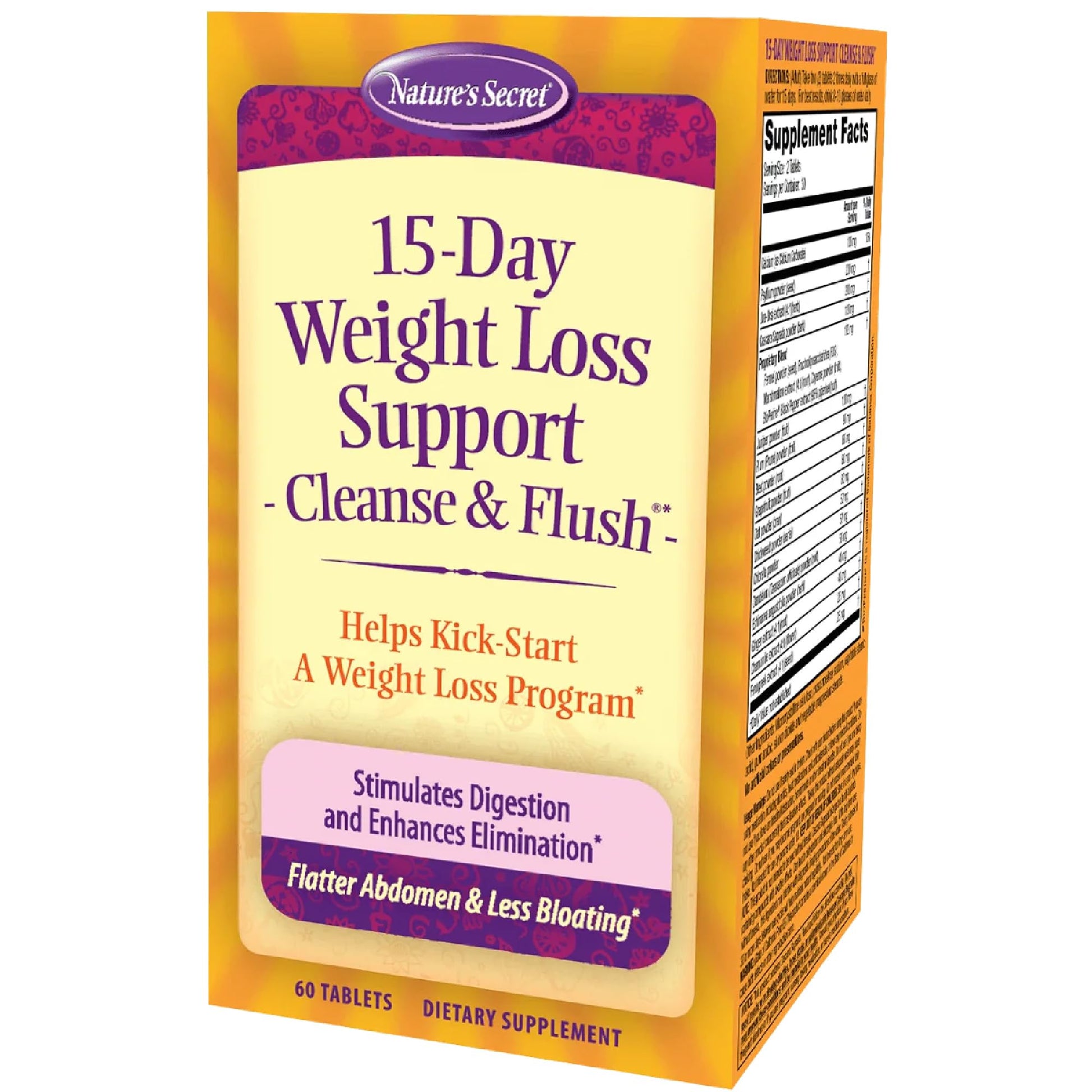 Nature's Secret 15-Day Weight Loss Support Cleanse & Flush Tablets, 60 Count