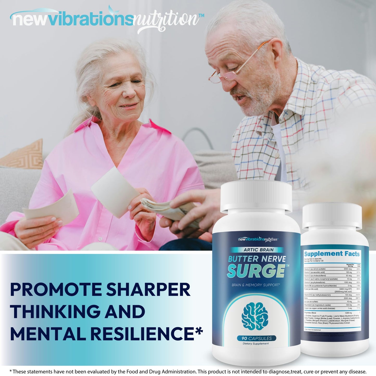 New Vibrations Nutrition Arctic Brain Butter Nerve Surge Capsules 90