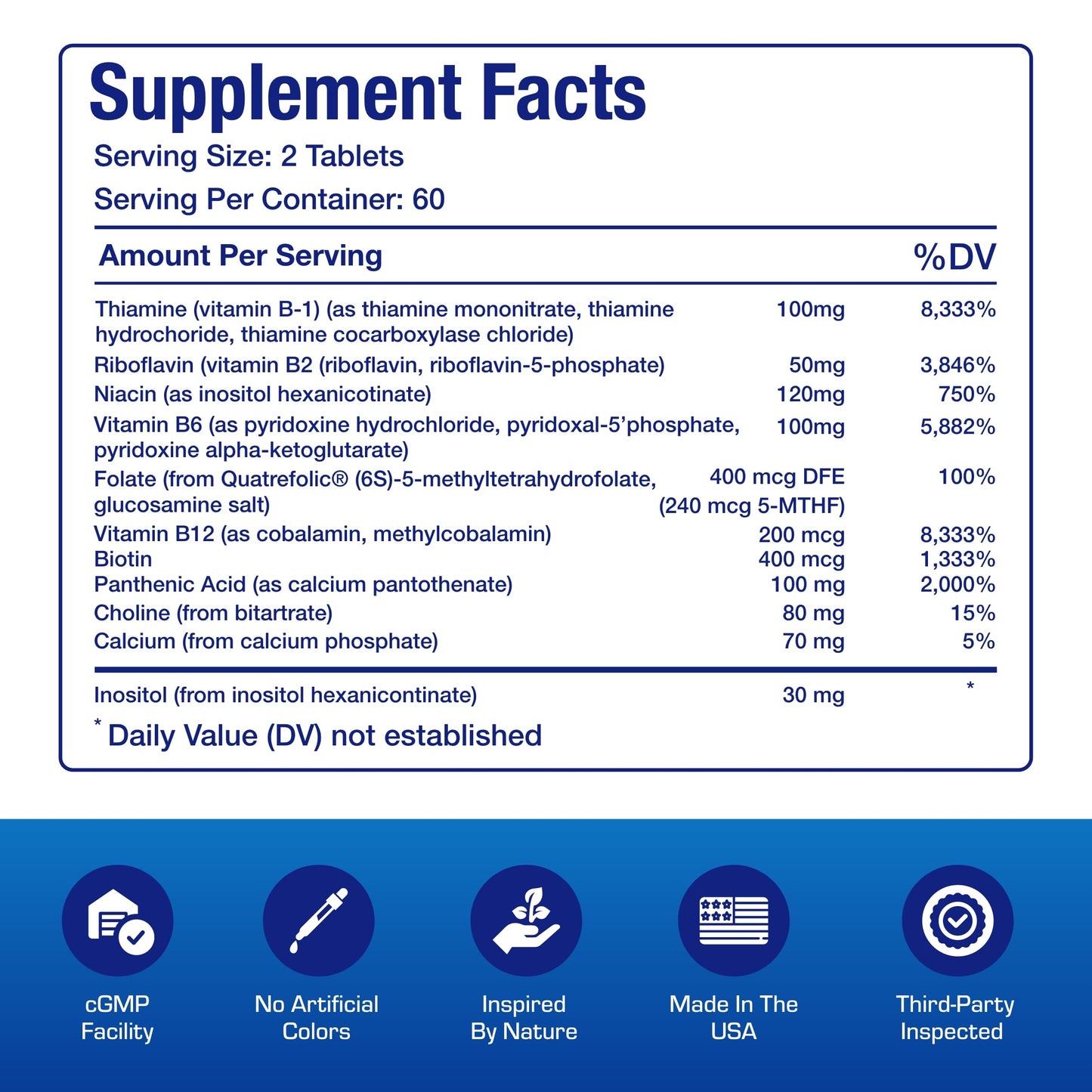 Anabolic Laboratories Super B Complex Methylated & Time Released Bio Active B Complex Vitamin Supplement with Choline Inositol & 8 B Vitamins, 120 Tablets