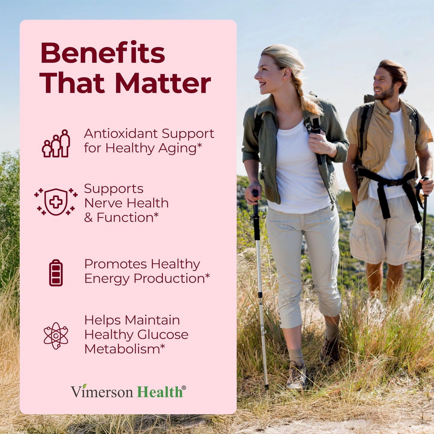 Vimerson Health Alpha Lipoic Acid 650mg ALA Supplement for Nerve and Brain Health, Antioxidant Support and Healthy Aging, 60 Capsules