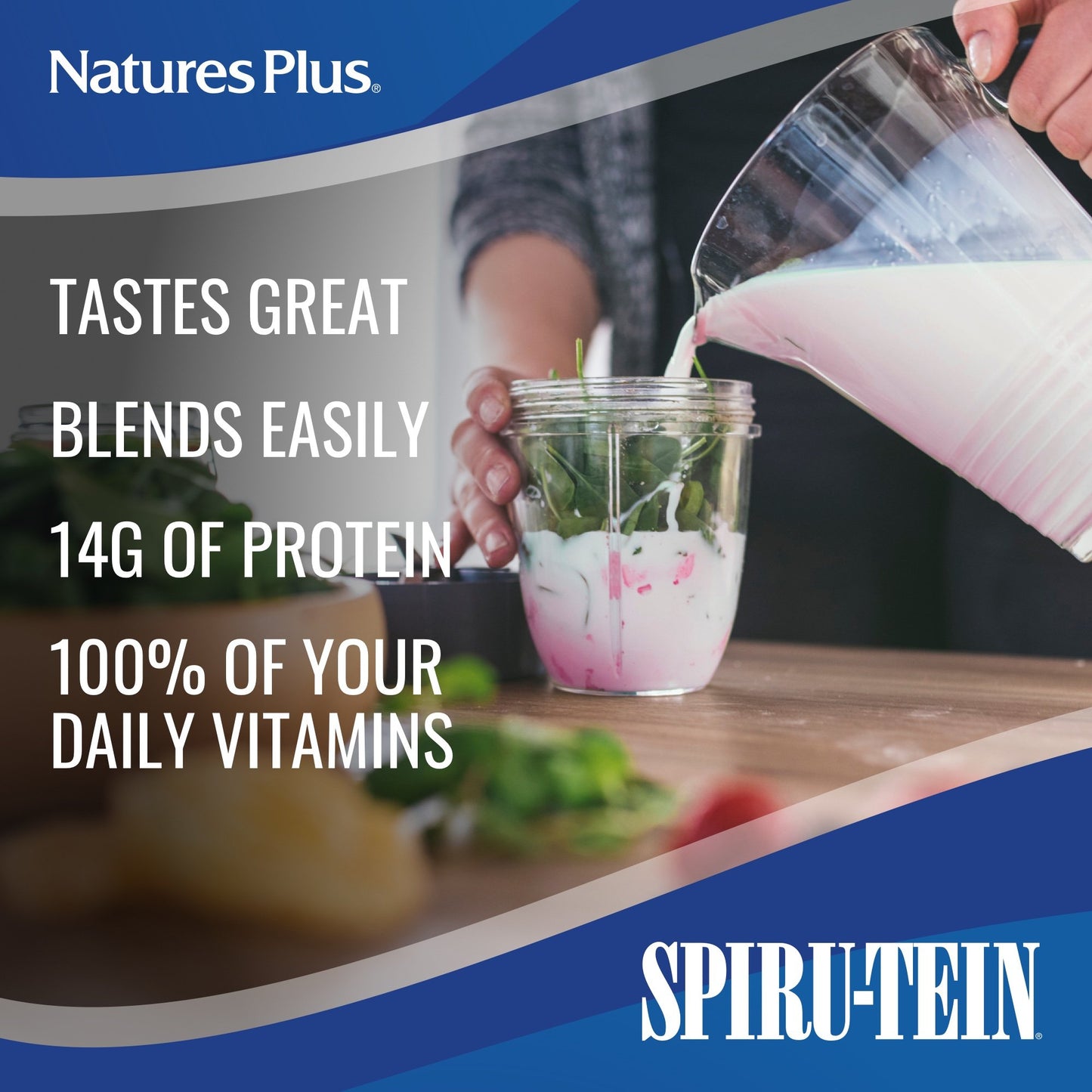 Nature's Plus SPIRU-TEIN Protein Powder Meal - Strawberry, 8 Packets