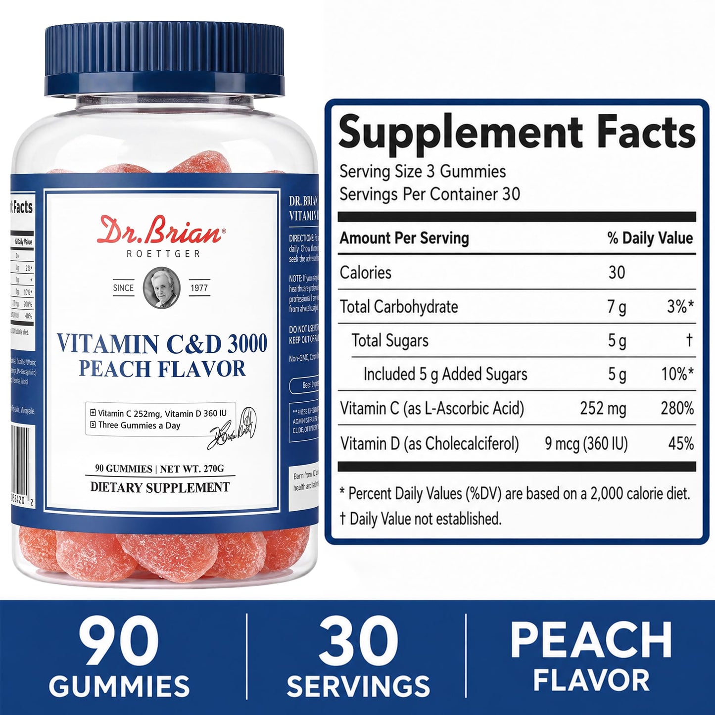 DR.BRIAN ROETTGER Vitamin C Gummies for Immune Support, 90 Count