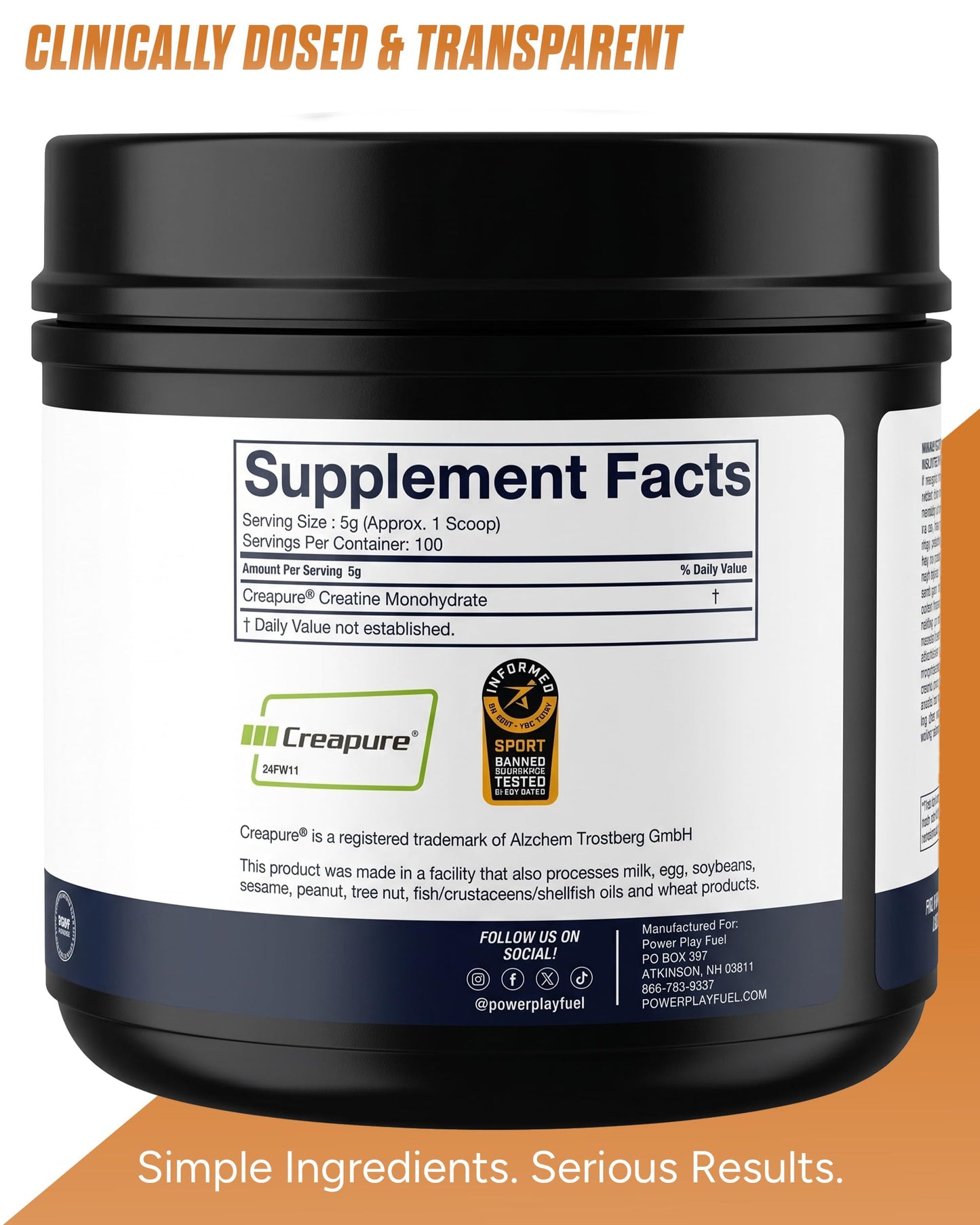 POWER PLAY FUEL Micronized Creatine Monohydrate Powder, 1.1 Pound