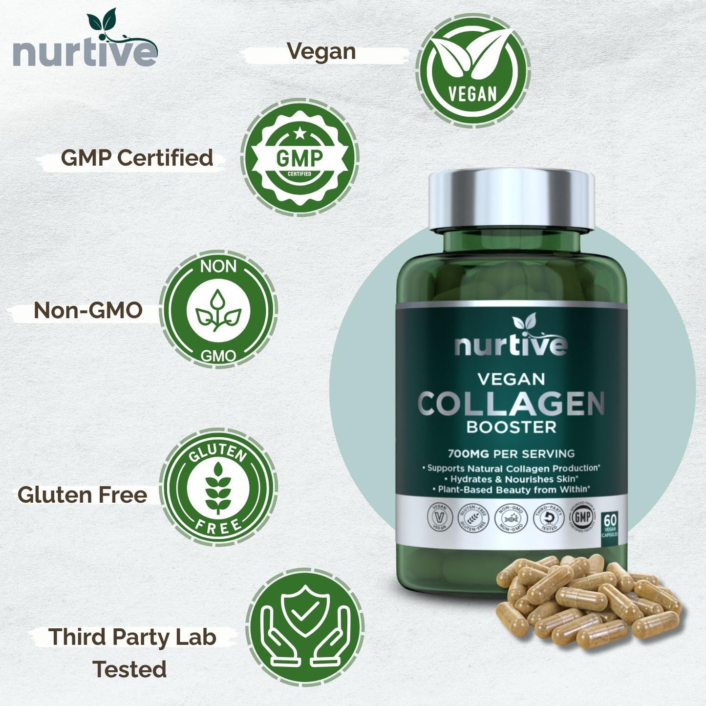 NURTIVE Plant-Based Collagen Booster Capsule 60 Count