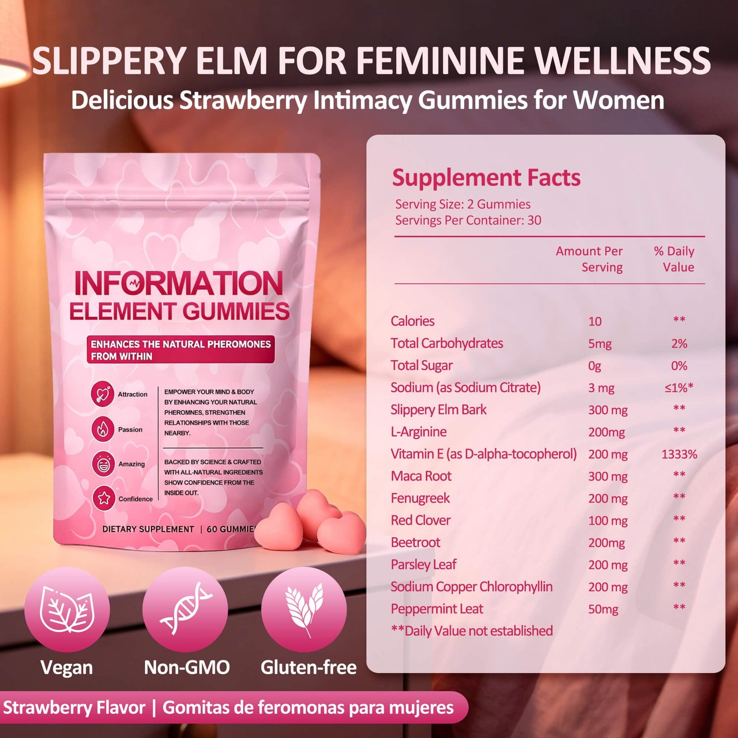 INFORMATION ELEMENT Gummy for Women with Slippery Elm Extract 60 Count