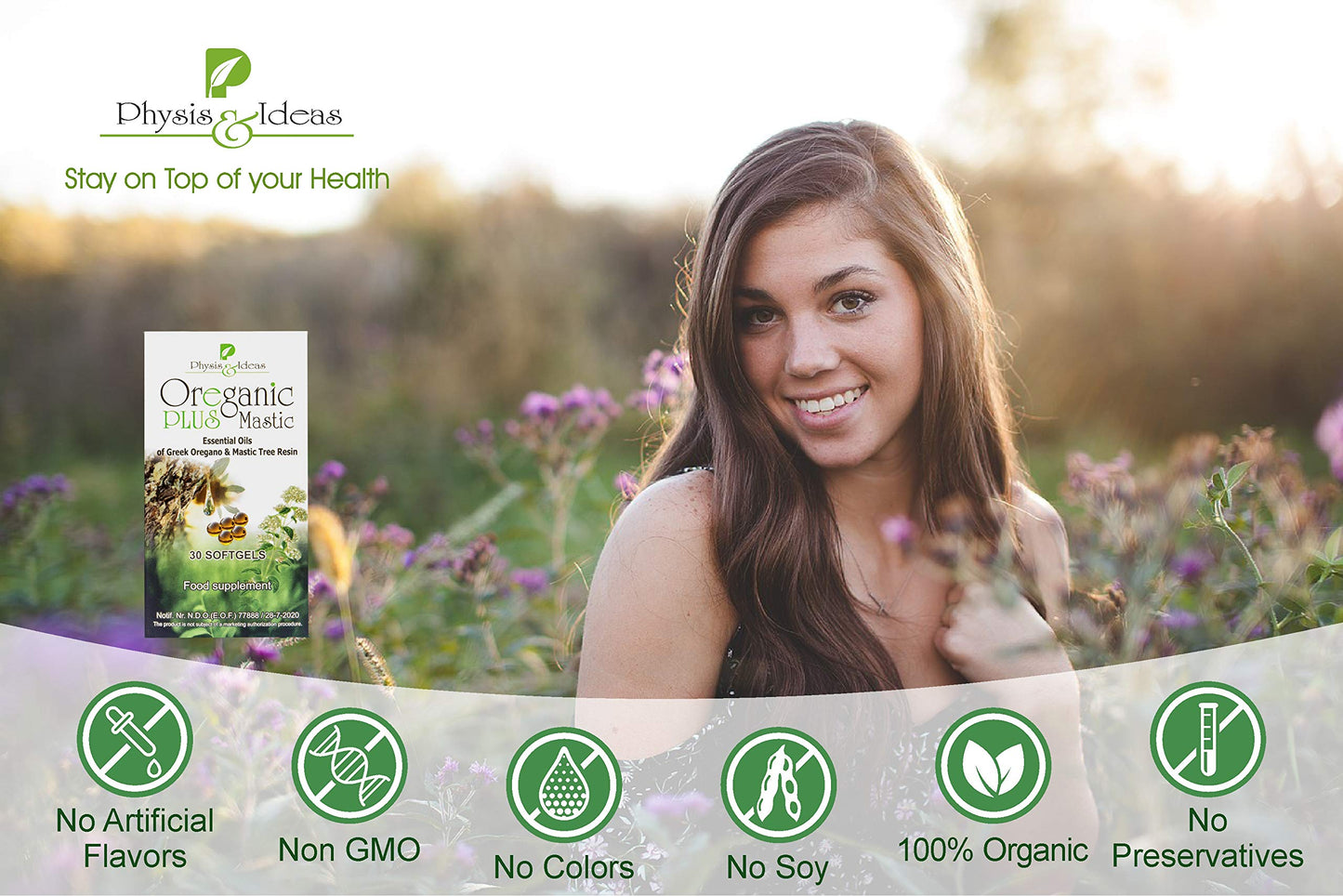 Physis & Ideas Oreganic Plus Mastic Oregano Essential Oil Capsules & Chios Mastic Gum Oil Wild Oregano Softgels Organic Non-GMO 30 Count