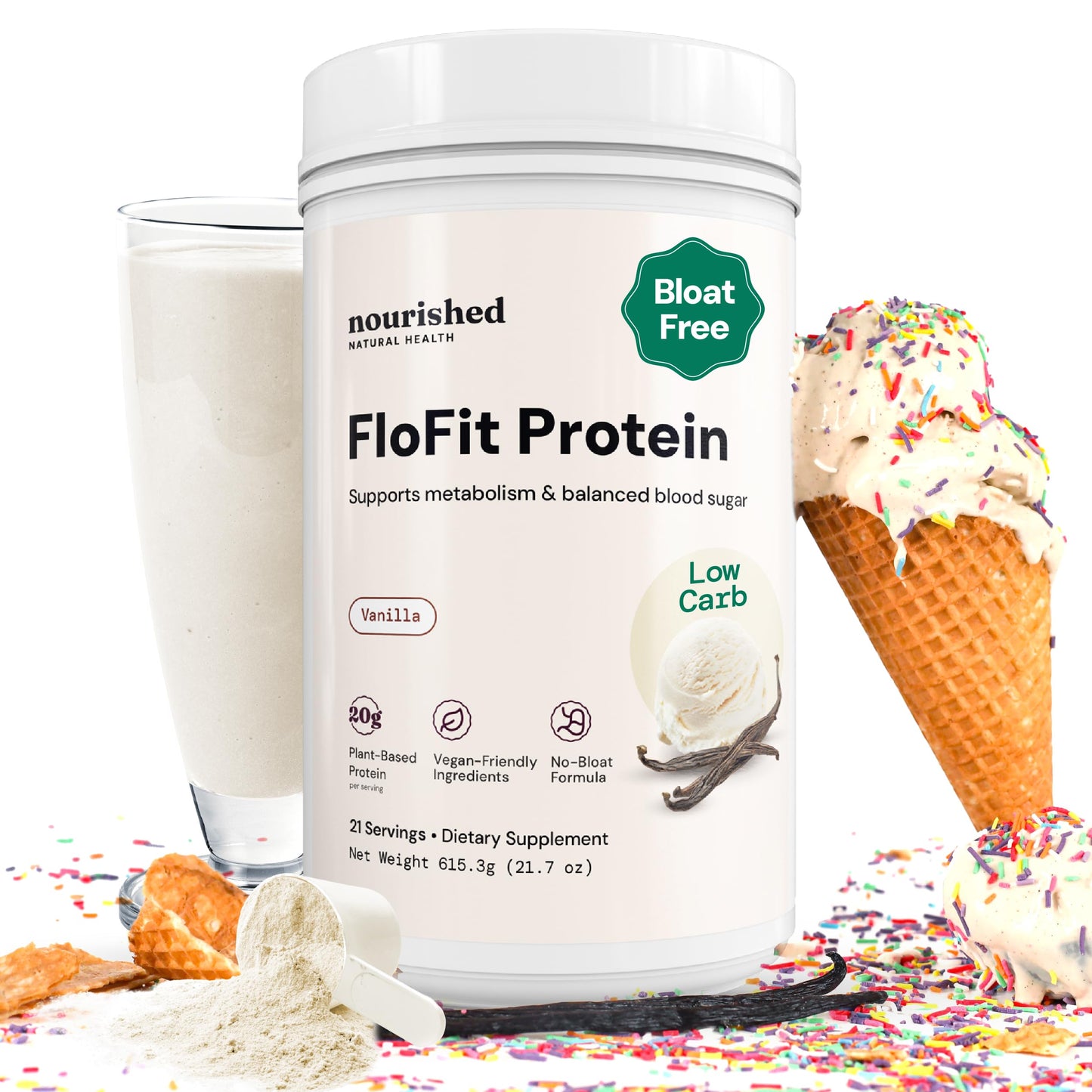 Nourished Natural Health FloFit Pea Protein Powder, 24.593