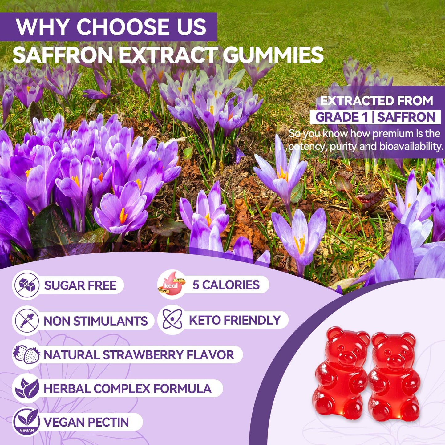 Crasye Saffron Gummies for Kids Gummy, 60