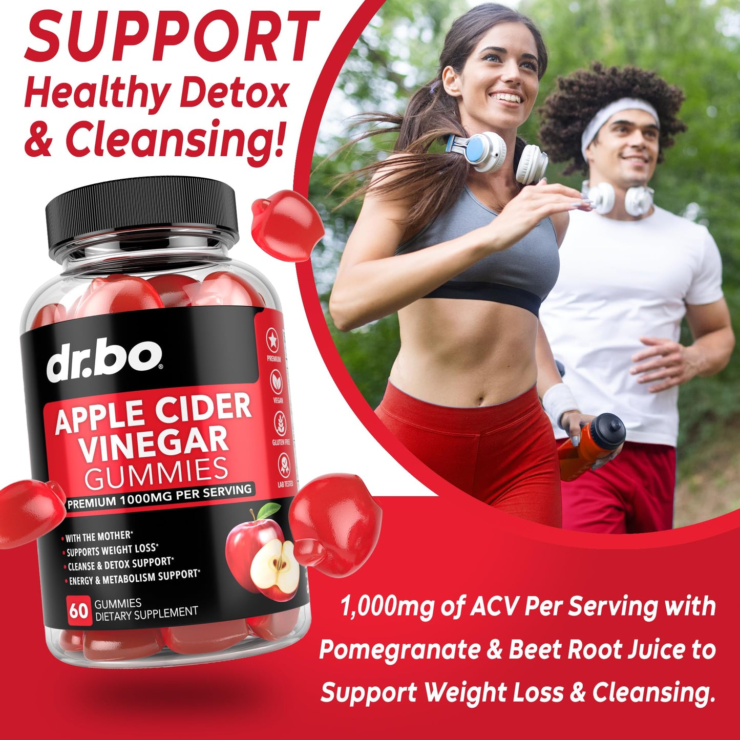 DR. BO ACV Apple Cider Vinegar Gummies 60 Count