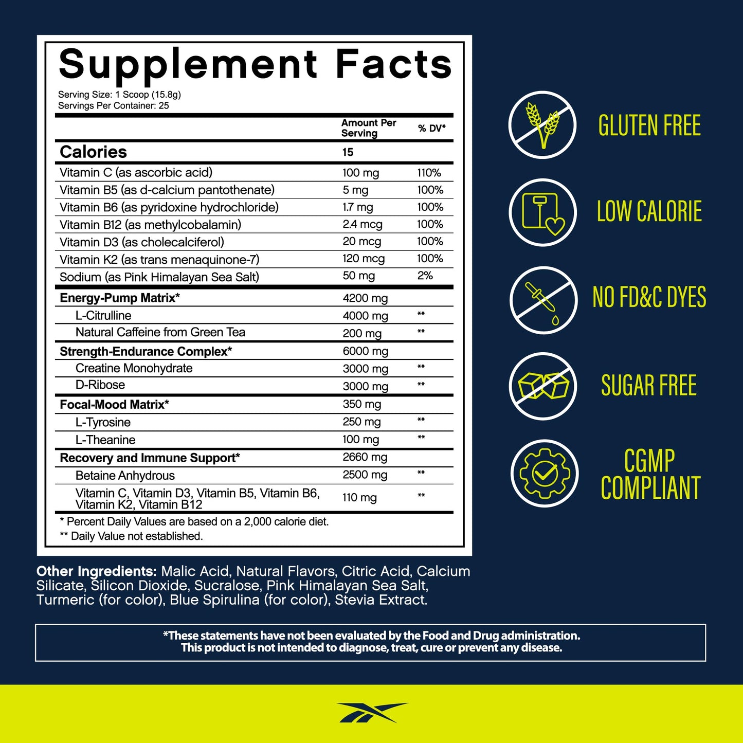 Reebok REEenergize Pre-Workout Powder, 14 Servings