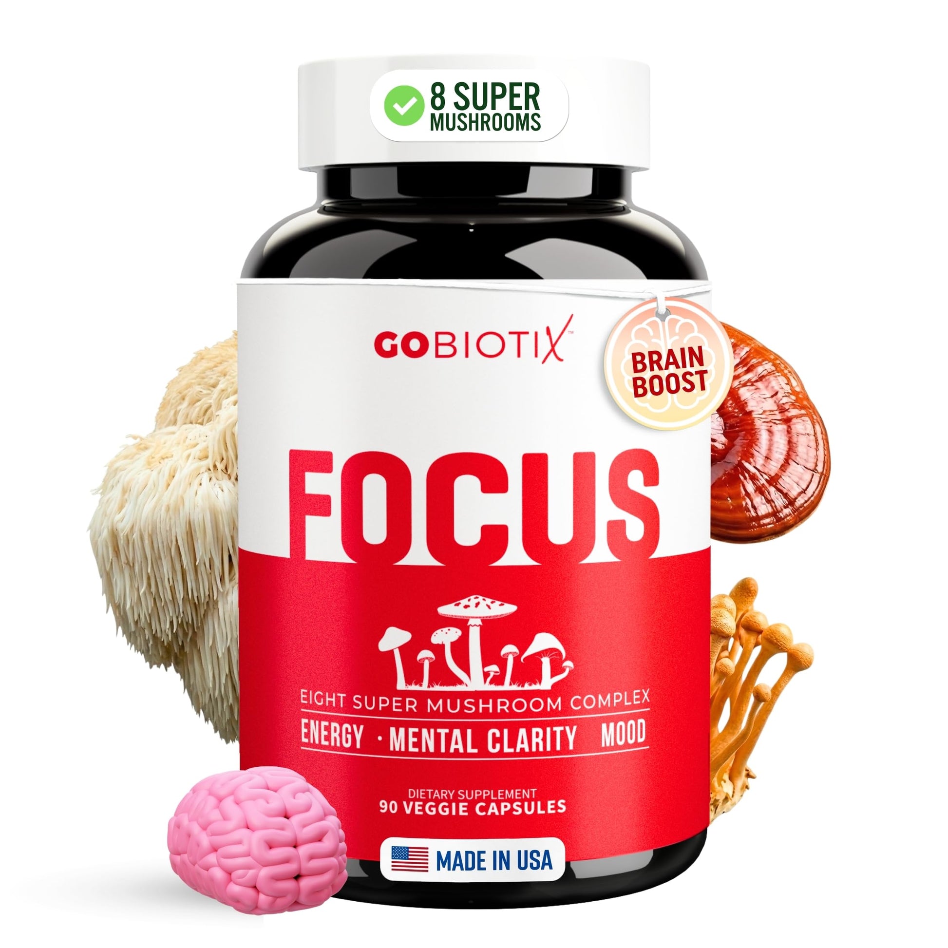 GOBIOTIX Focus Lion's Mane Supplement - Capsule, 90 Count