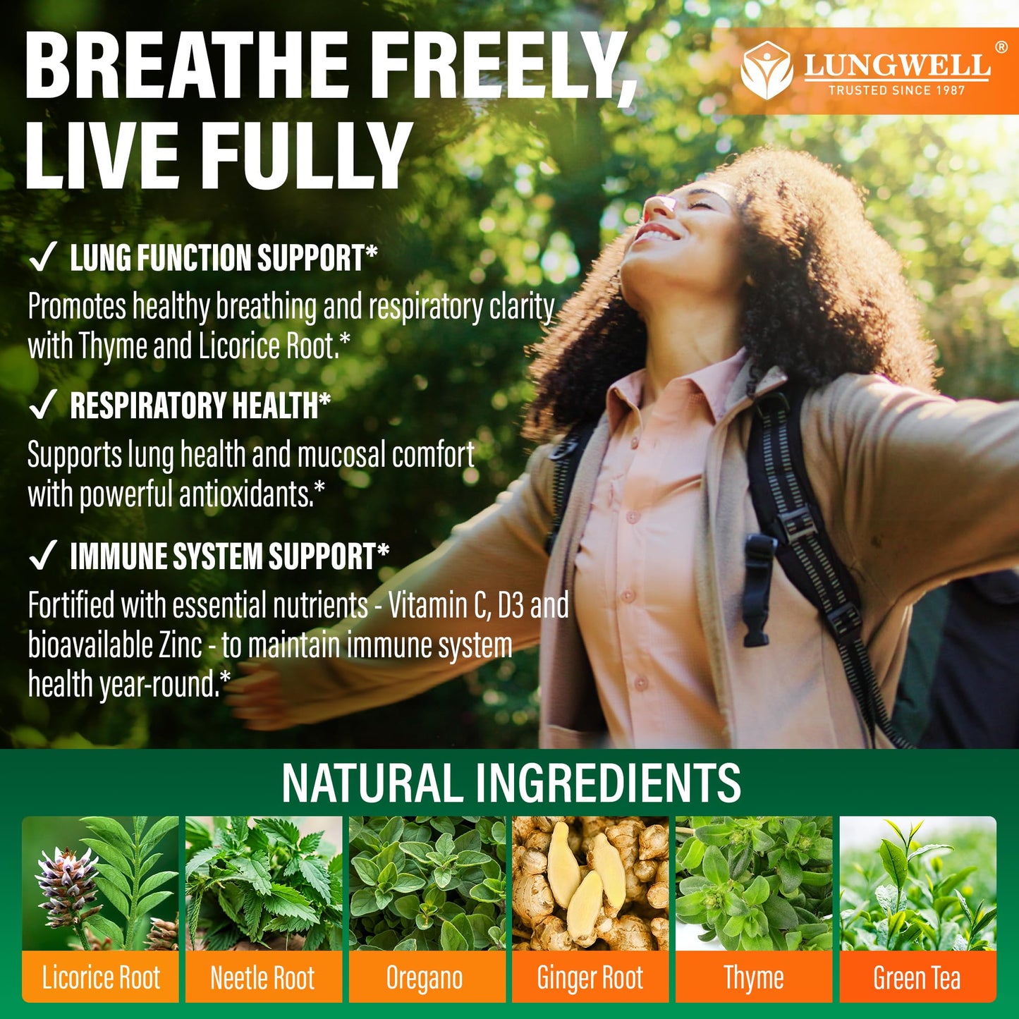 LUNGWELL Quit Smoking Aid for Lung Cleanse & Support Capsules, 60 Count