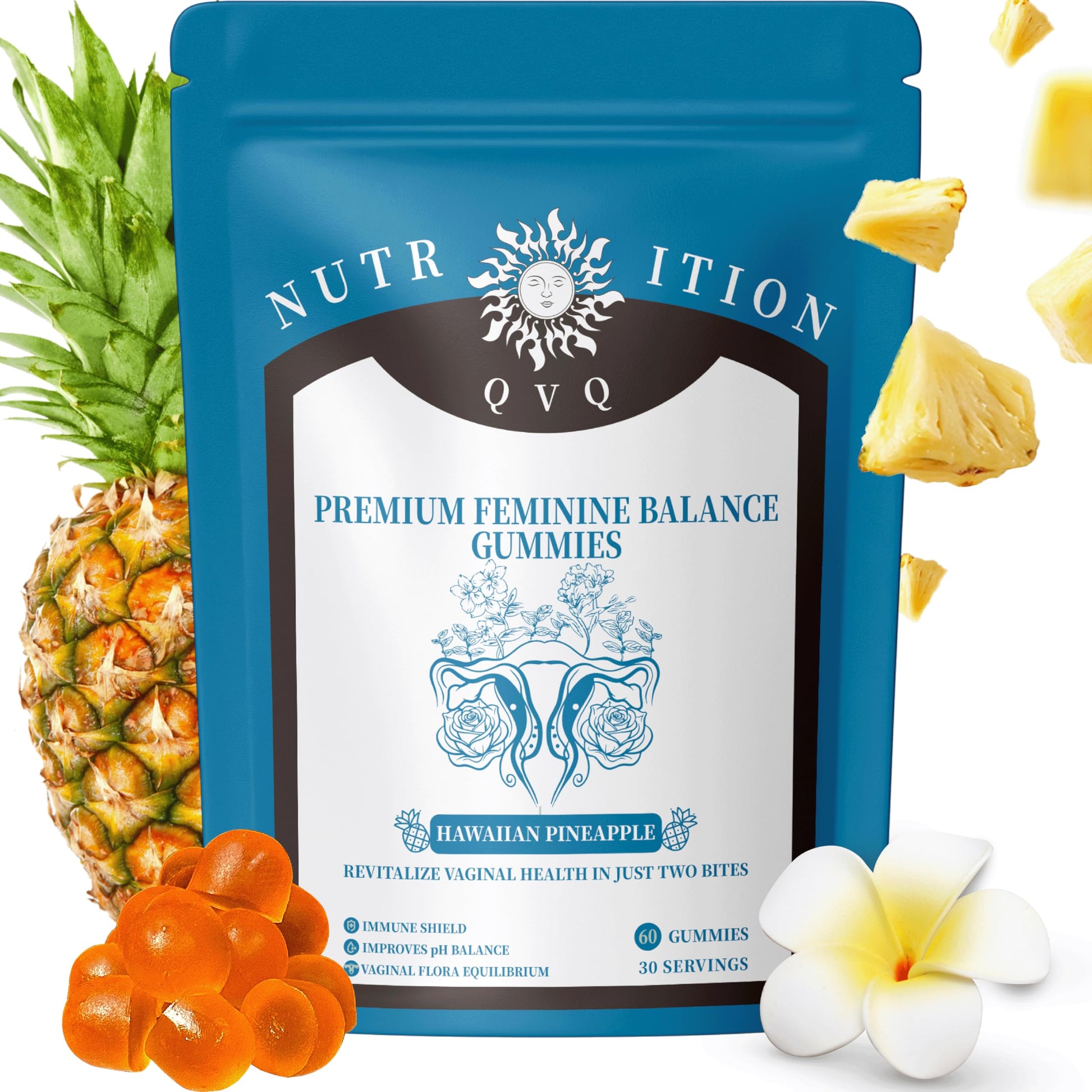 QVQ Premium Feminine PH Balance Gummies 60 Count