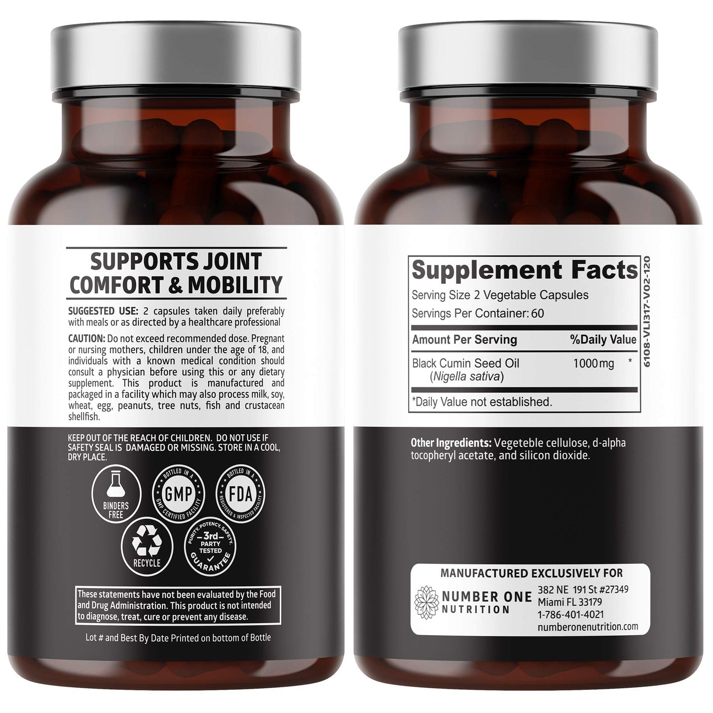 Number One Nutrition N1N Premium Black Seed Oil Capsules, 240 Count