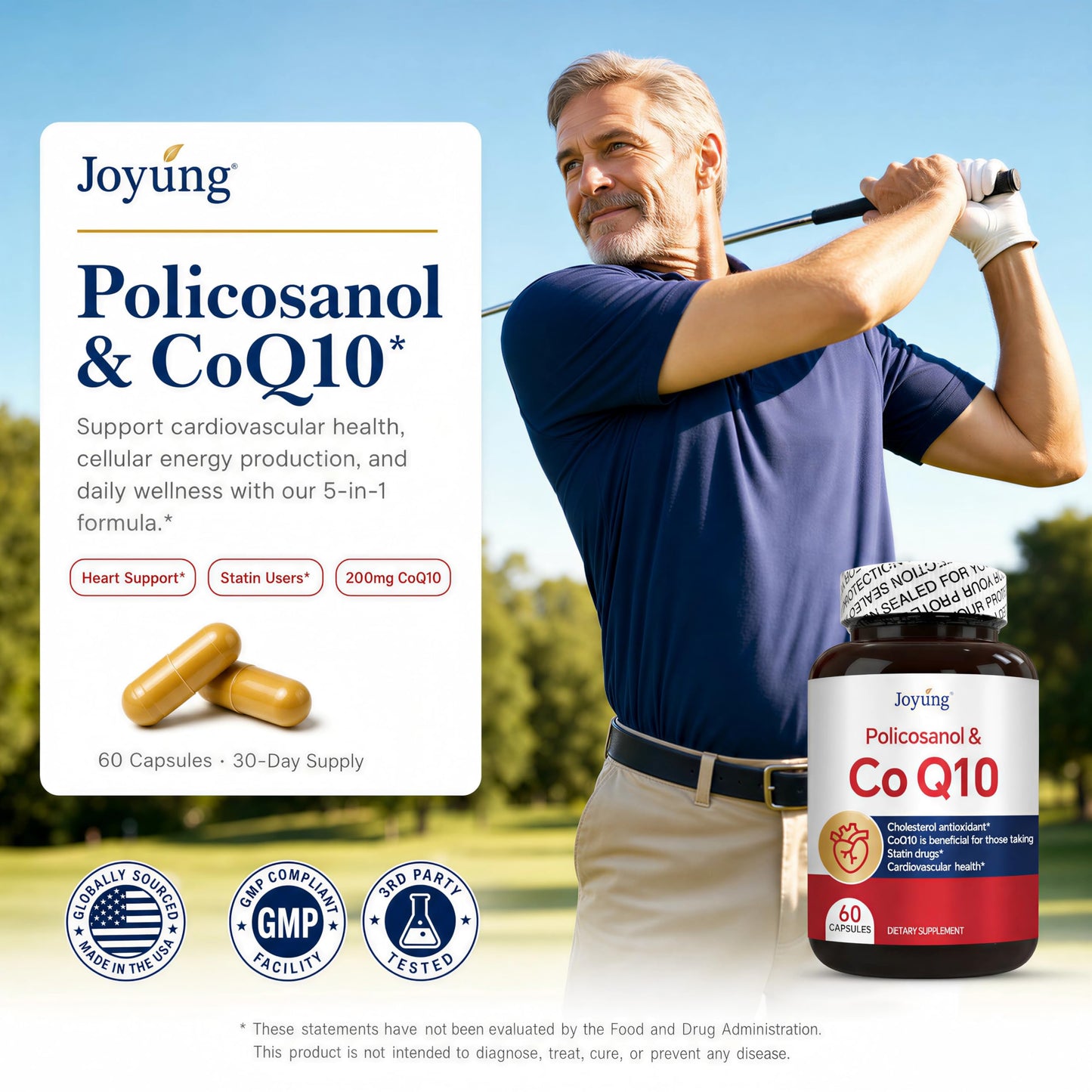 Joyung CoQ10 200mg Supplement with Ginkgo Biloba 100mg Capsule, 60 Capsules