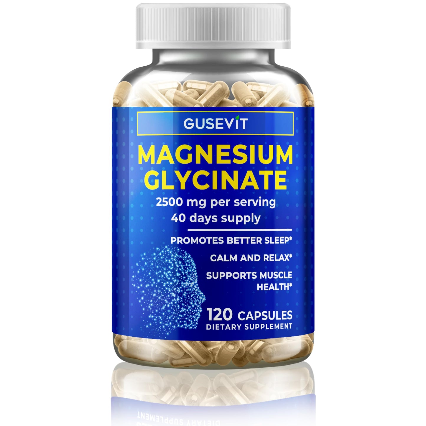 Gusevit Magnesium Glycinate Supplement Capsules, 120 Capsules