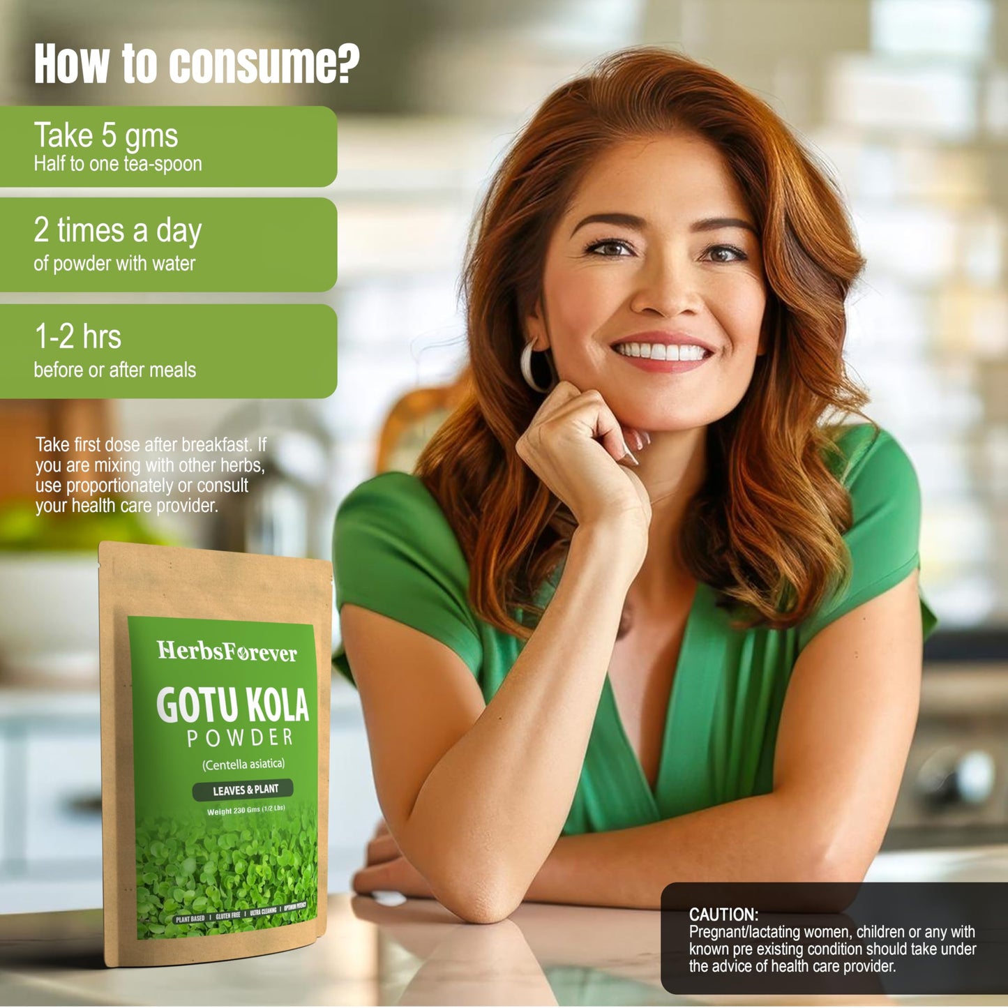 Herbsforever Gotu Kola Powder (Centella Asiatica) 8 Ounce