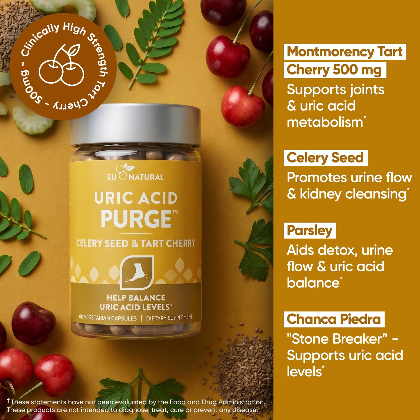 Eu Natural Purge Uric Acid Flush Capsules, 120 Vegetarian Capsules