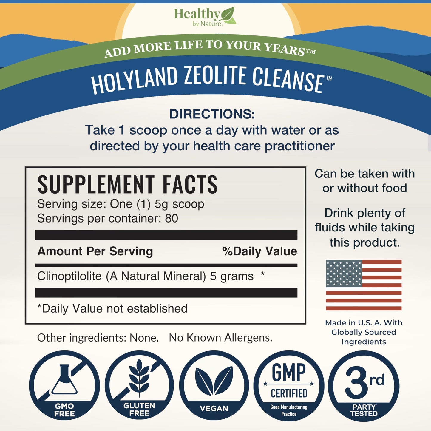Healthy by Nature HolyLand Zeolite Cleanse Zeolite Detox Powder, 14.1 oz