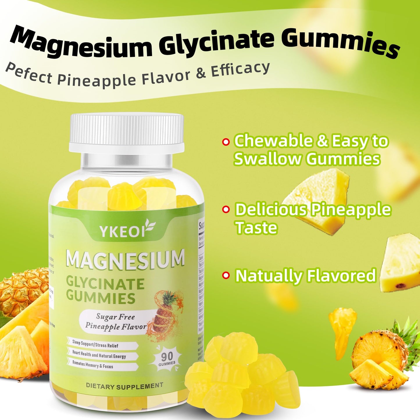 YKEOI Magnesium Glycinate Gummies 500 mg, 90 Count