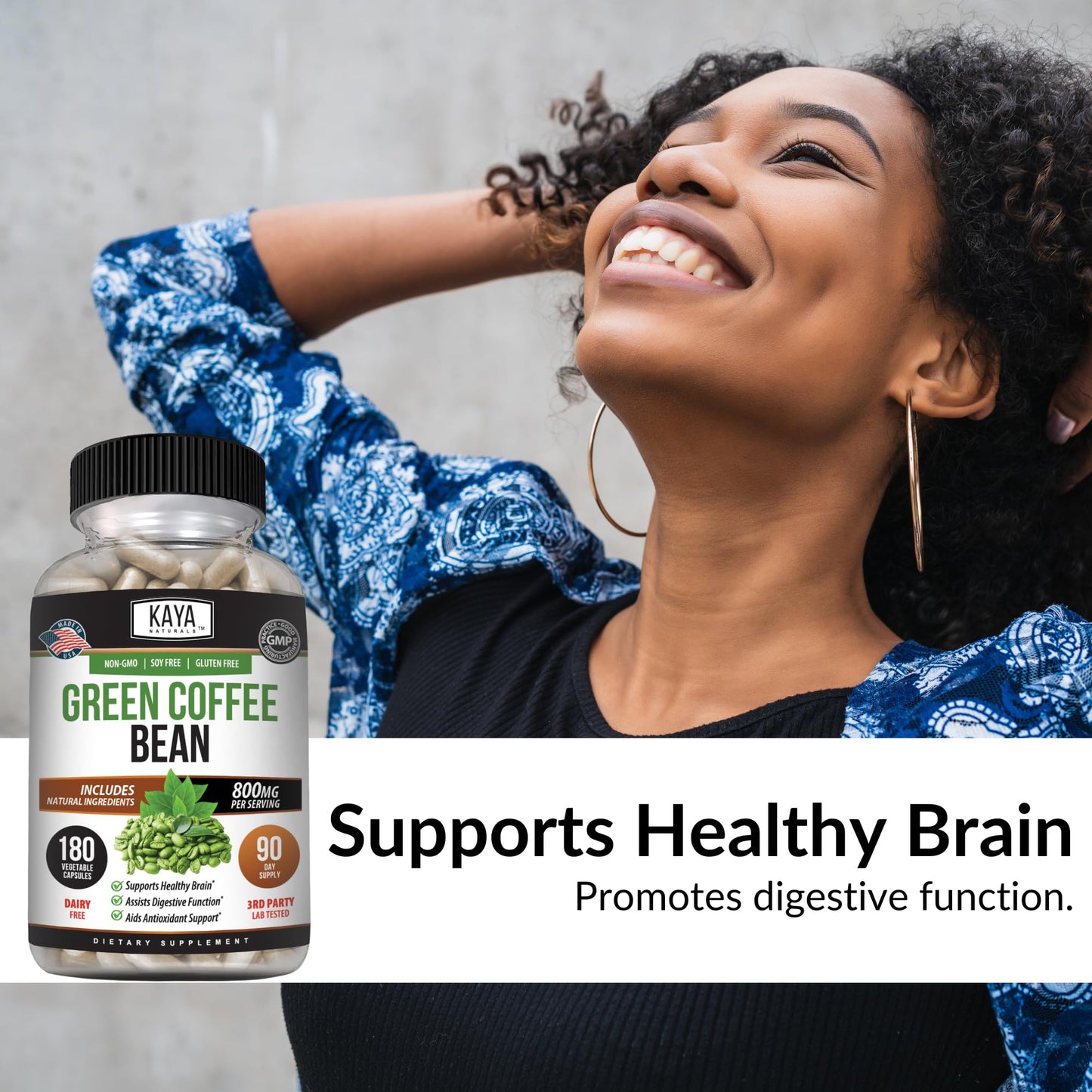 Kaya Naturals Green Coffee Bean Extract Capsule 180 Count