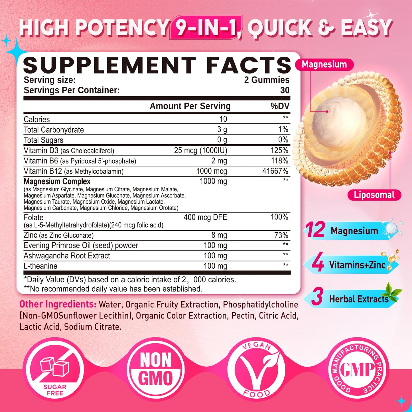 duwhot 12-in-1 Liposomal Magnesium Complex Gummy 60 Count