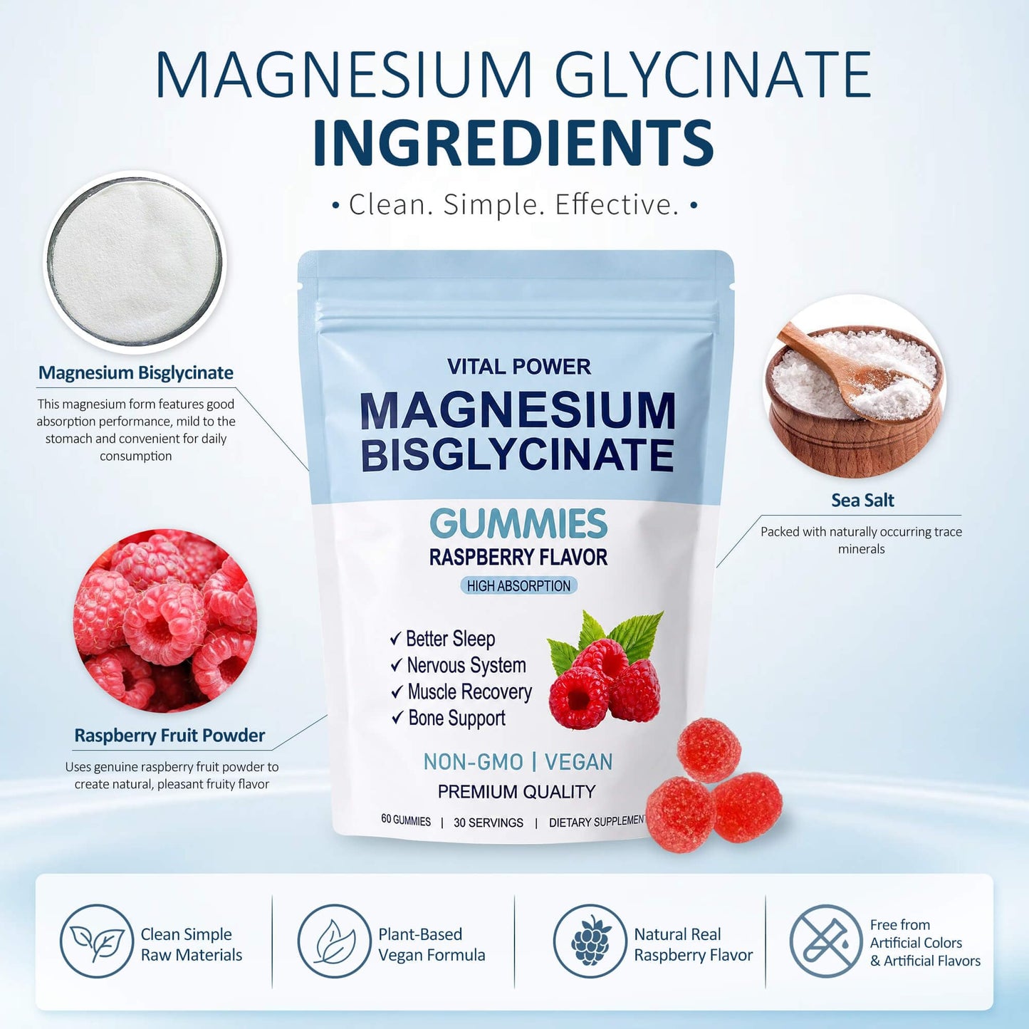LithCiphi Magnesium Bisglycinate Gummies 60 Count